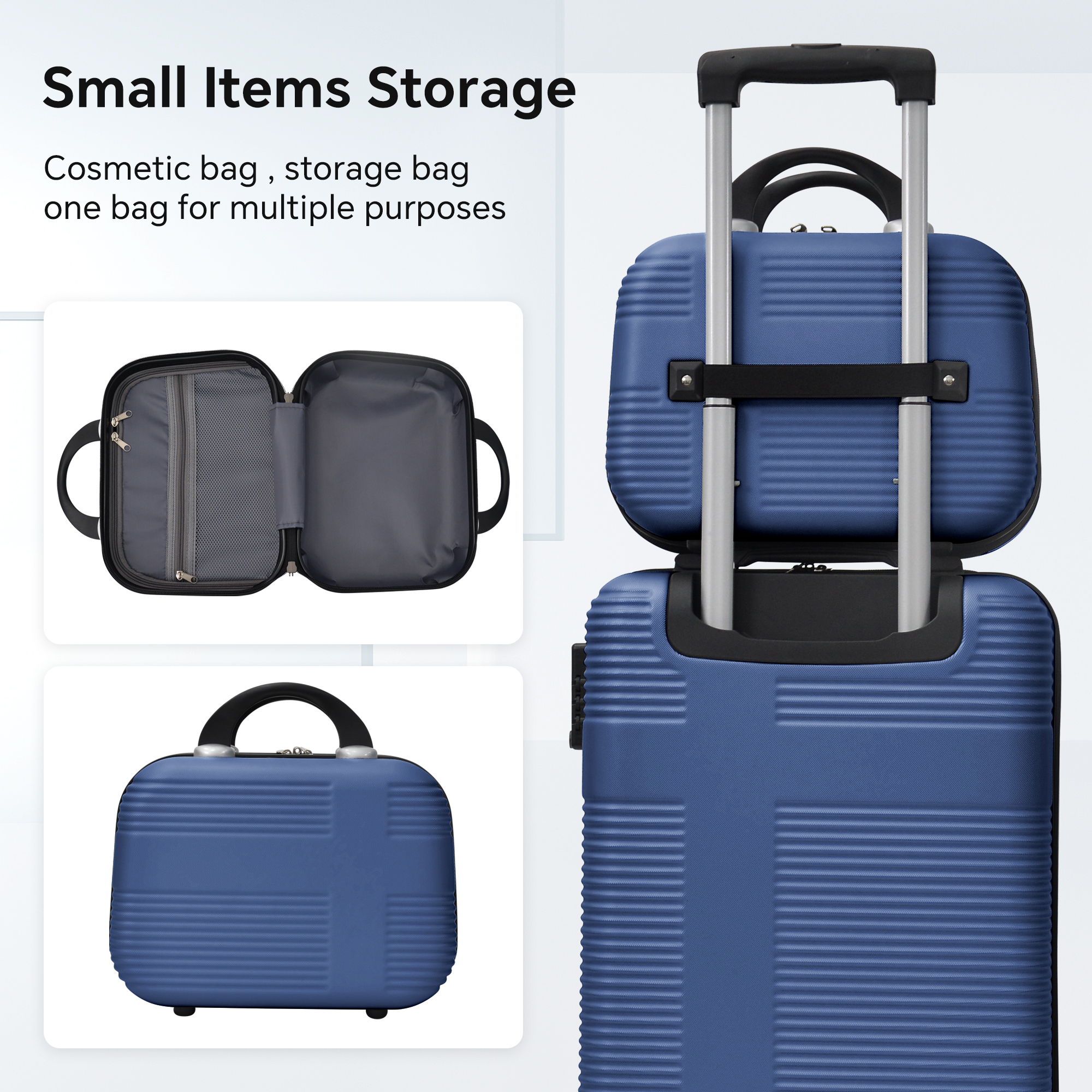 Luggage 4 Piece Set with Spinner Wheels, Hardshell Lightweight Suitcase with TSA Lock,Checked Luggage,Dark Blue(12/20/24/28in)