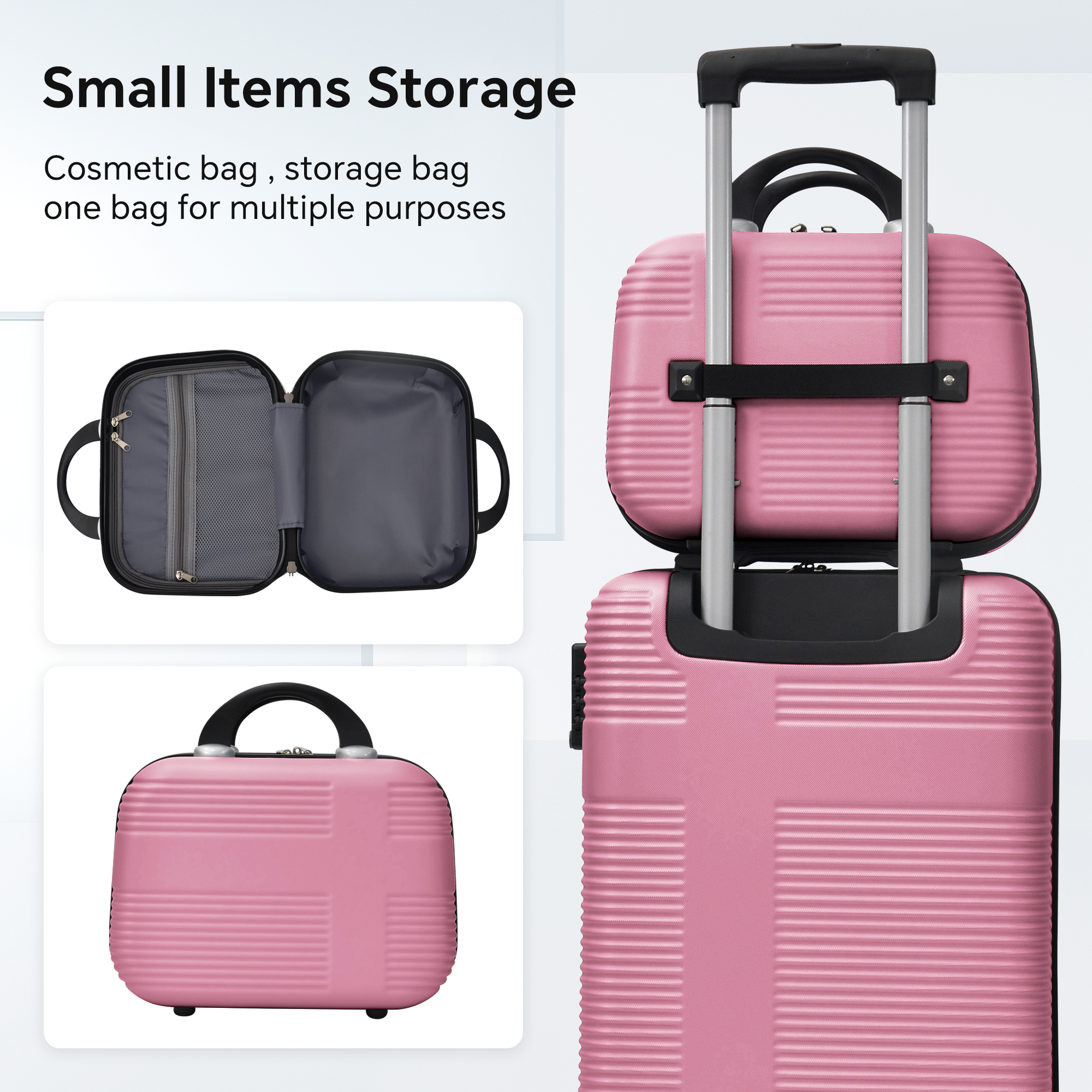 Luggage 4 Piece Set with Spinner Wheels, Hardshell Lightweight Suitcase with TSA Lock,Checked Luggage,Pink(12/20/24/28in)