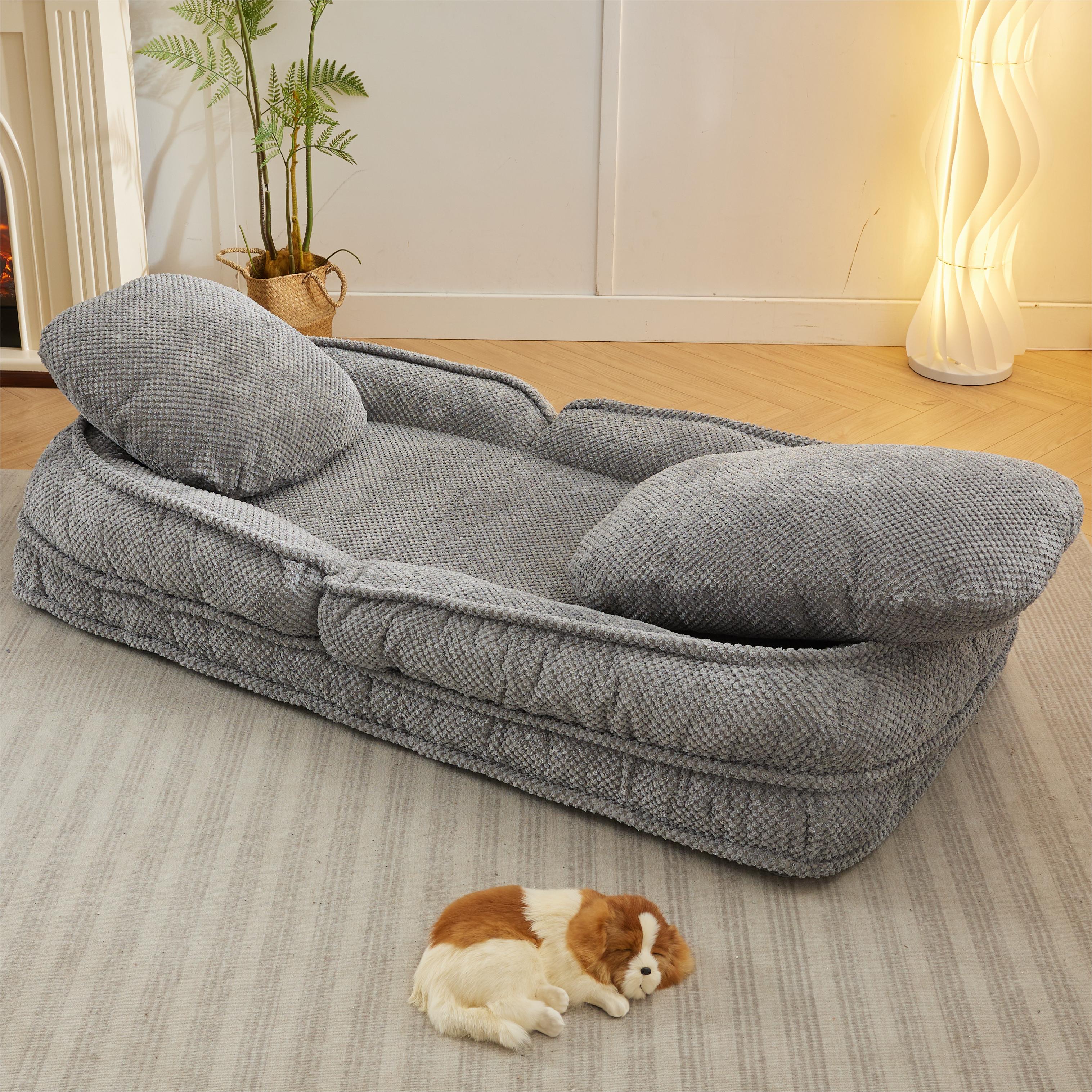 [VIDEO provided] Human Dog Bed ,Lazy Sofa Couch ,5 Adjustable Position,sit,sleep,fold,suit to put in bedroom, living room ,Space Saving Design,Gray