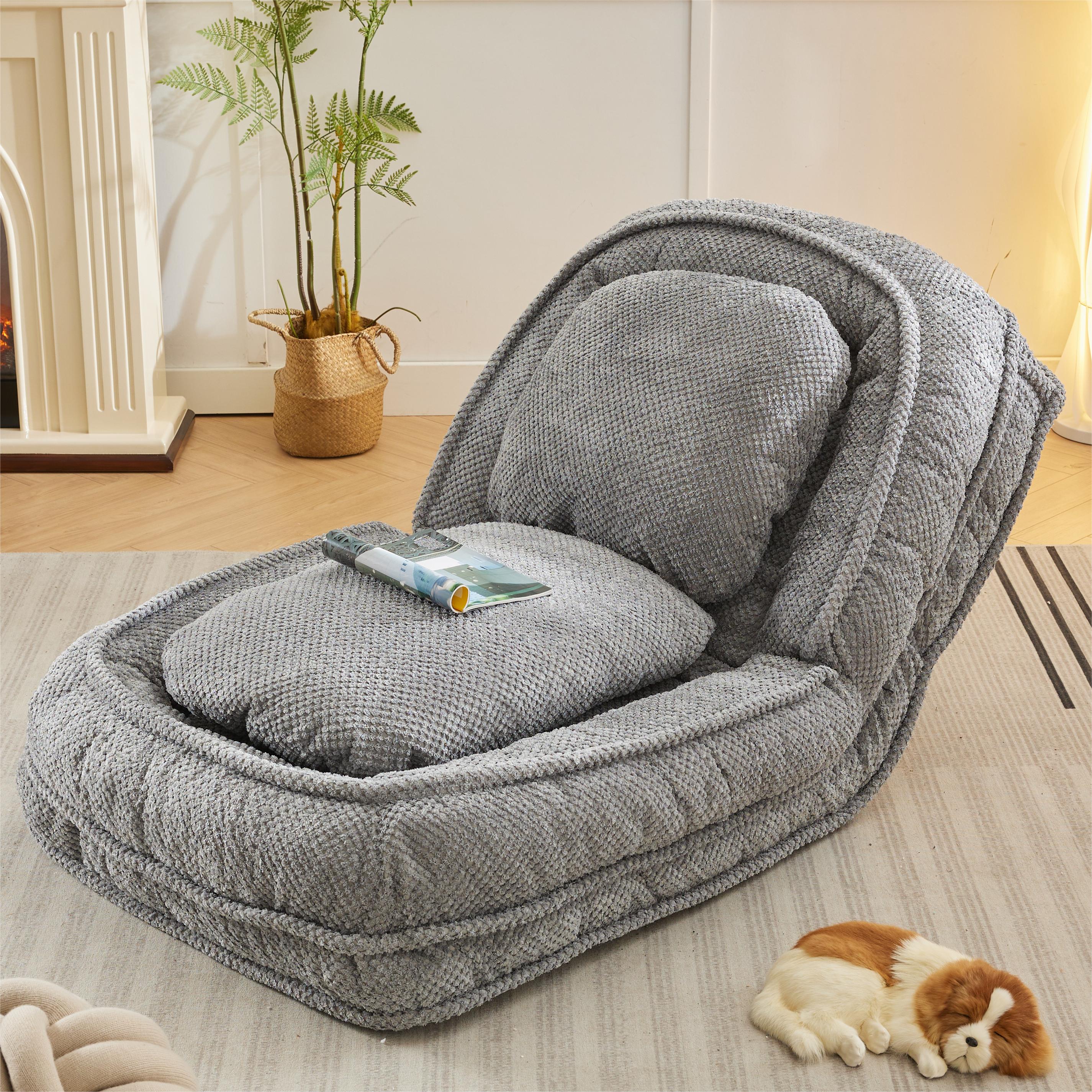 [VIDEO provided] Human Dog Bed ,Lazy Sofa Couch ,5 Adjustable Position,sit,sleep,fold,suit to put in bedroom, living room ,Space Saving Design,Gray