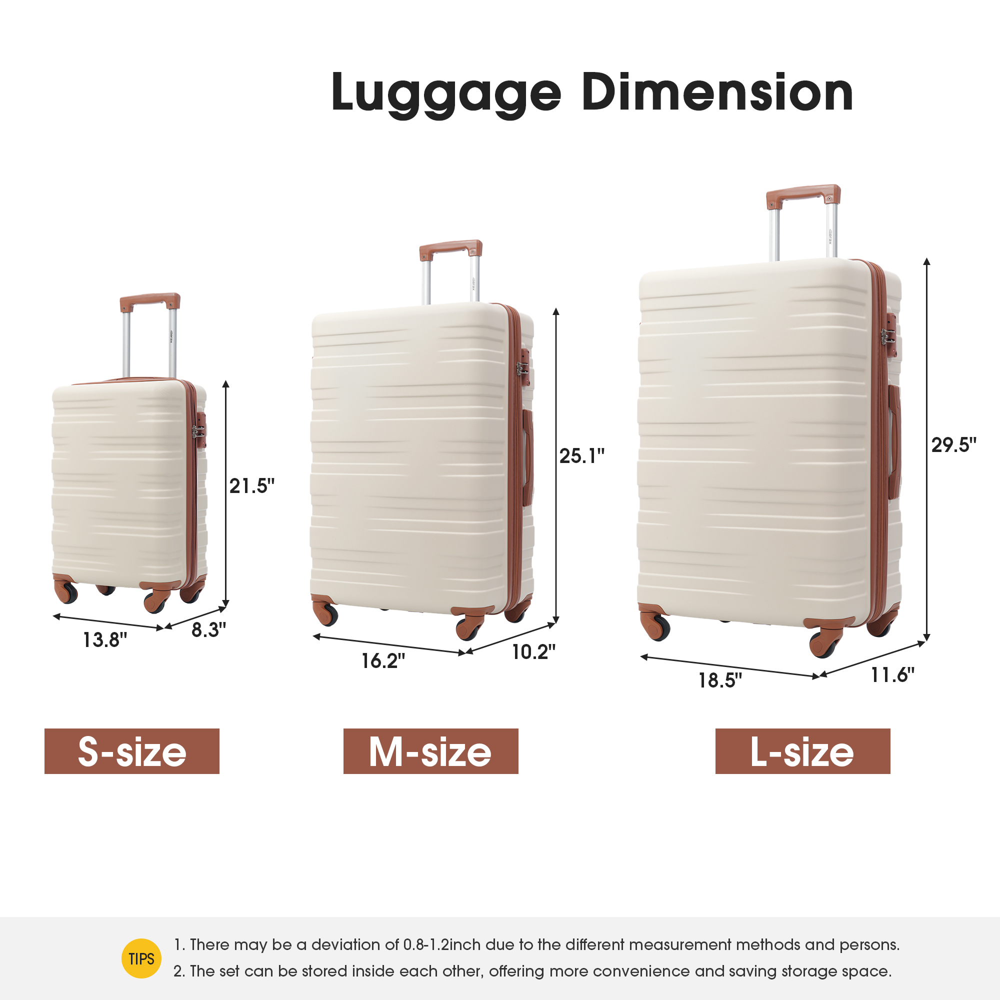 Hardshell Luggage Sets 3 Pcs Spinner Suitcase with TSA Lock Lightweight 20''24''28''