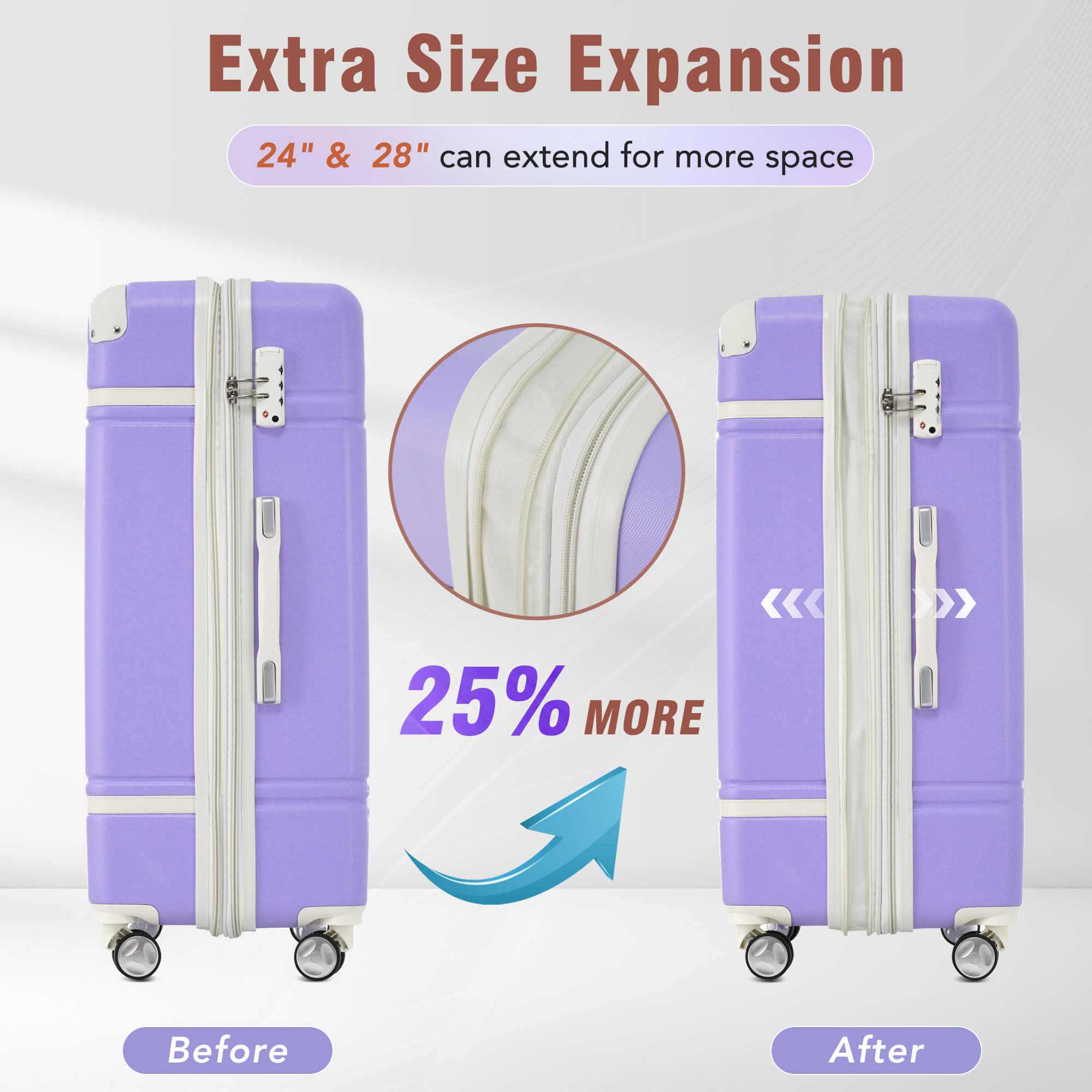 28 IN Luggage 1 Piece with TSA lock , Expandable Lightweight Suitcase Spinner Wheels, Vintage Luggage,Purple (Change to New sku:N732P171623I)