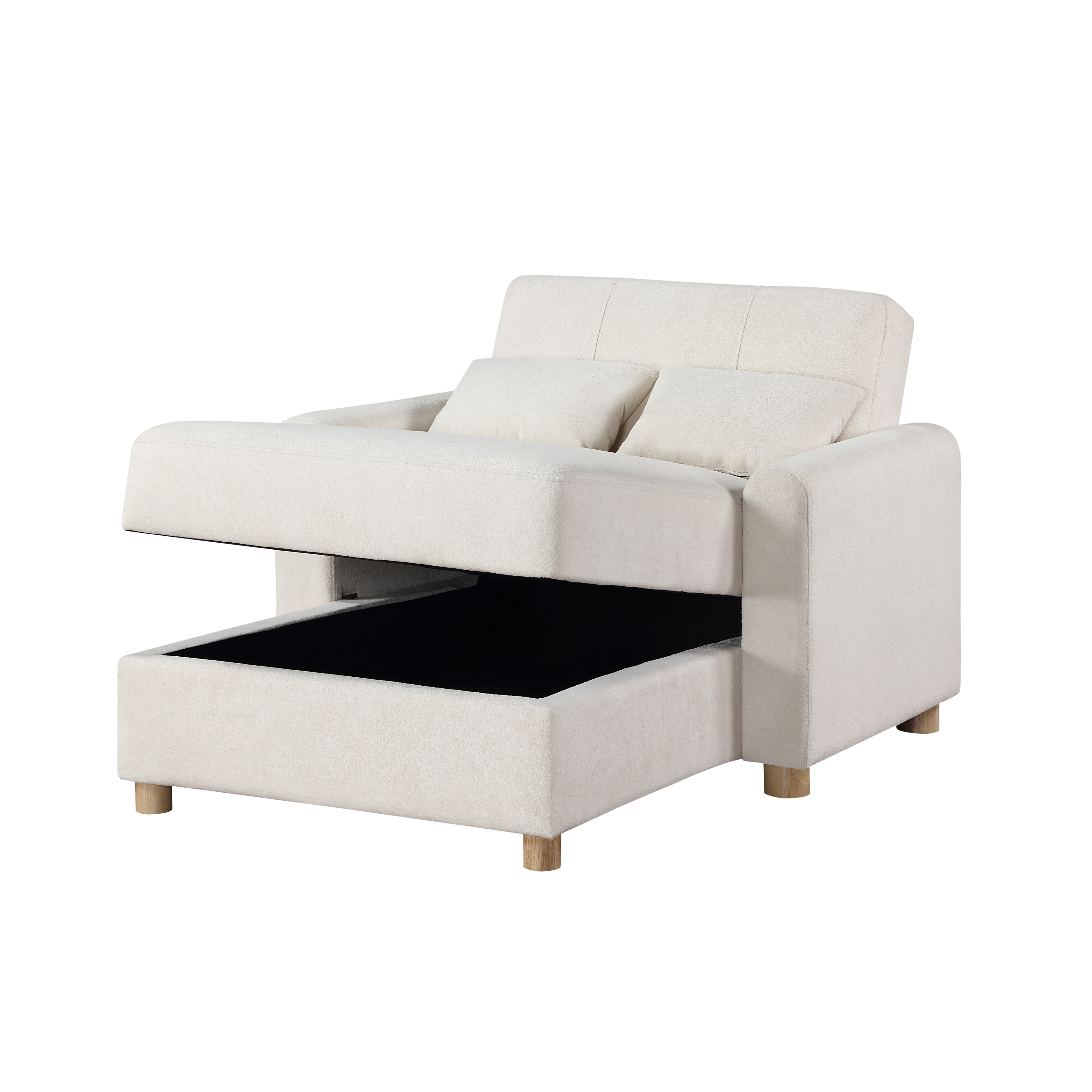 Thomas 42.5"W White Fabric Convertible Sleeper Chaise Lounge Chair with Storage