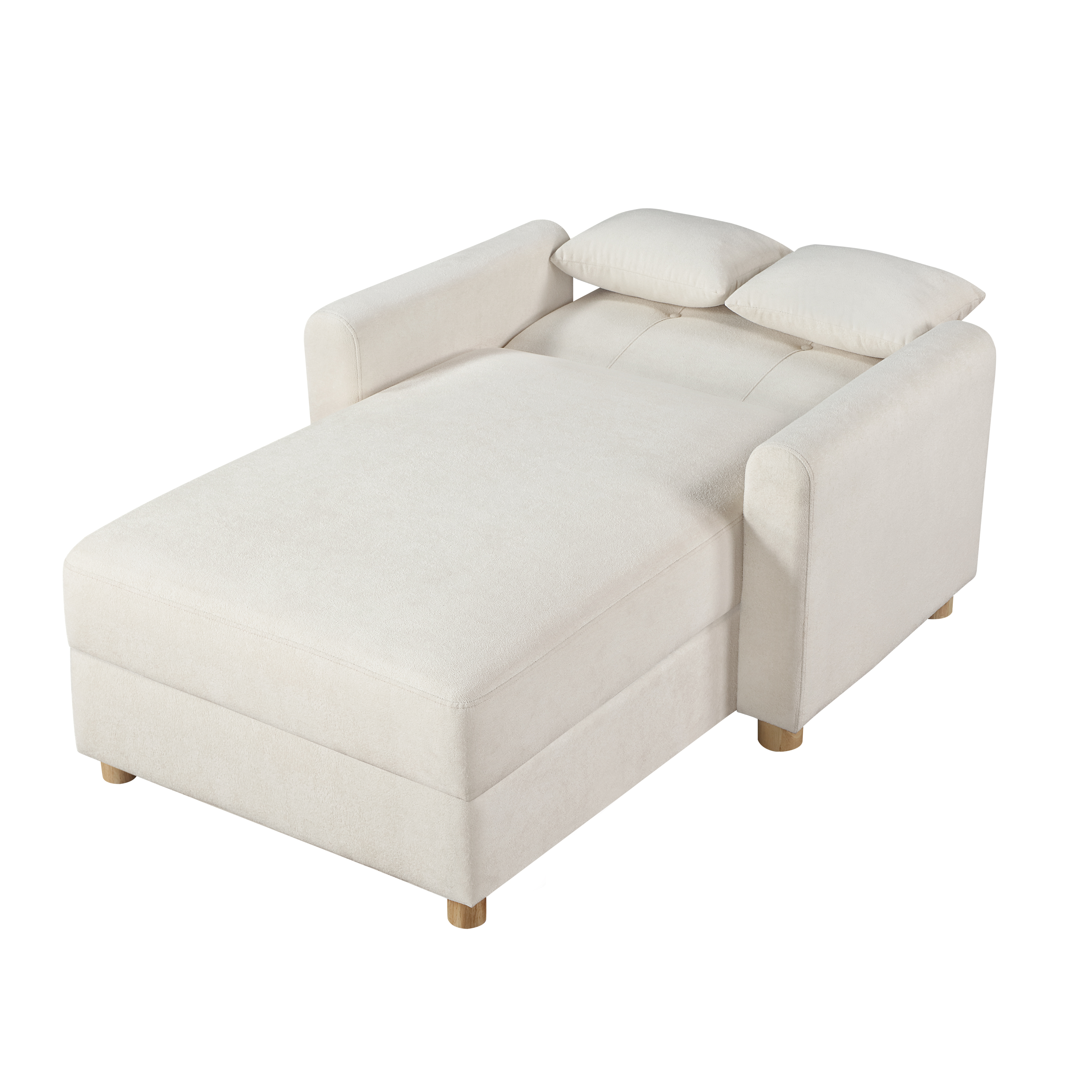 Thomas 42.5"W White Fabric Convertible Sleeper Chaise Lounge Chair with Storage