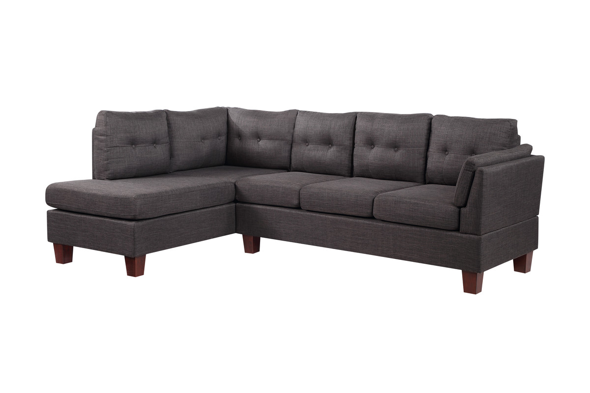 Dalia 97" Dark Gray Linen Modern Sectional Sofa with Left Facing Chaise