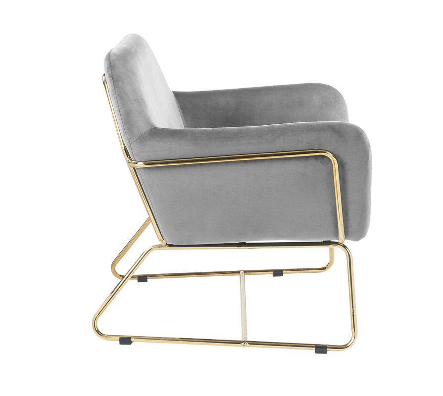 Keira 29.5" Gray Velvet Accent Chair with Metal Base