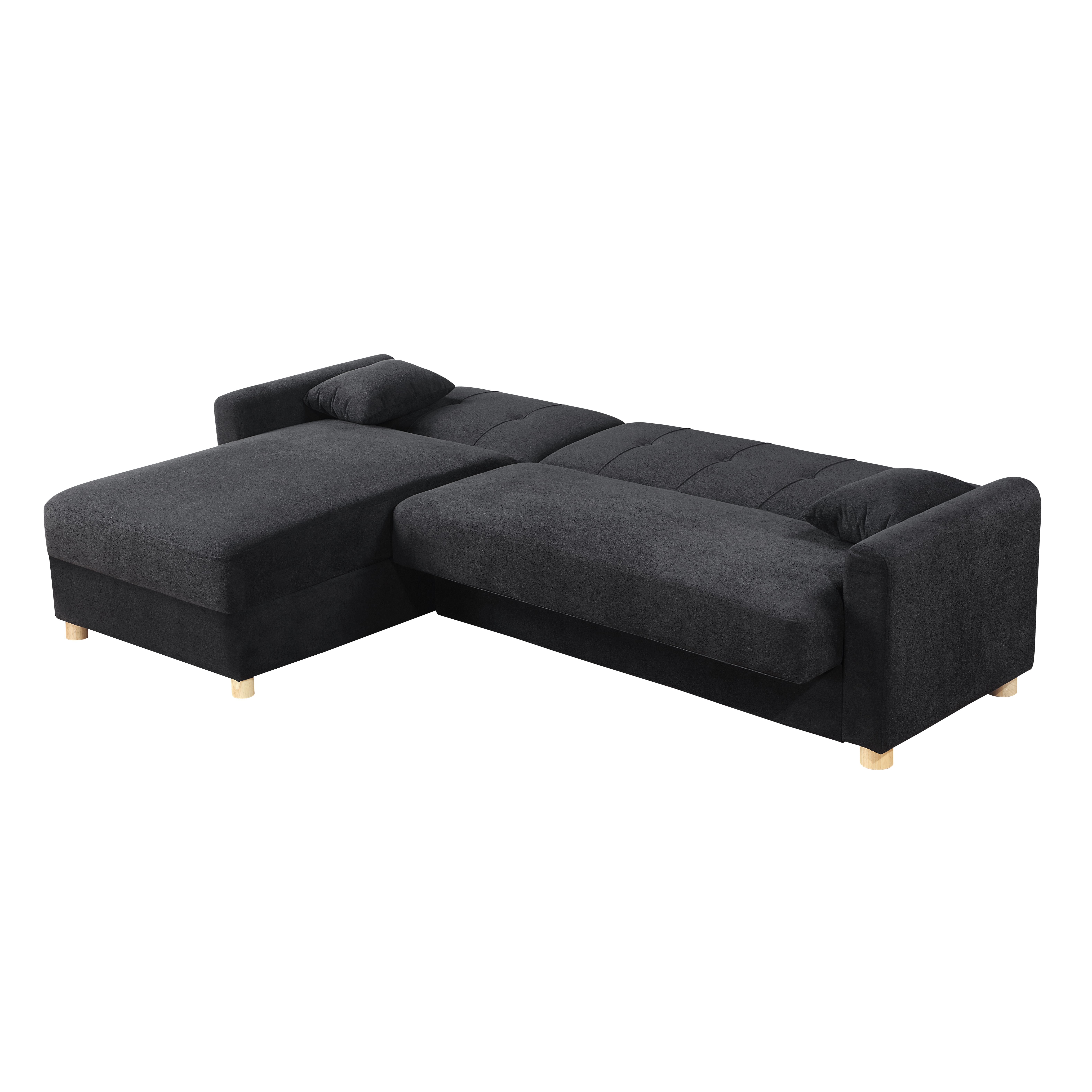 Thomas 99.5"W Black Fabric Convertible Sleeper Sectional Sofa with Reversible Chaise and Storage