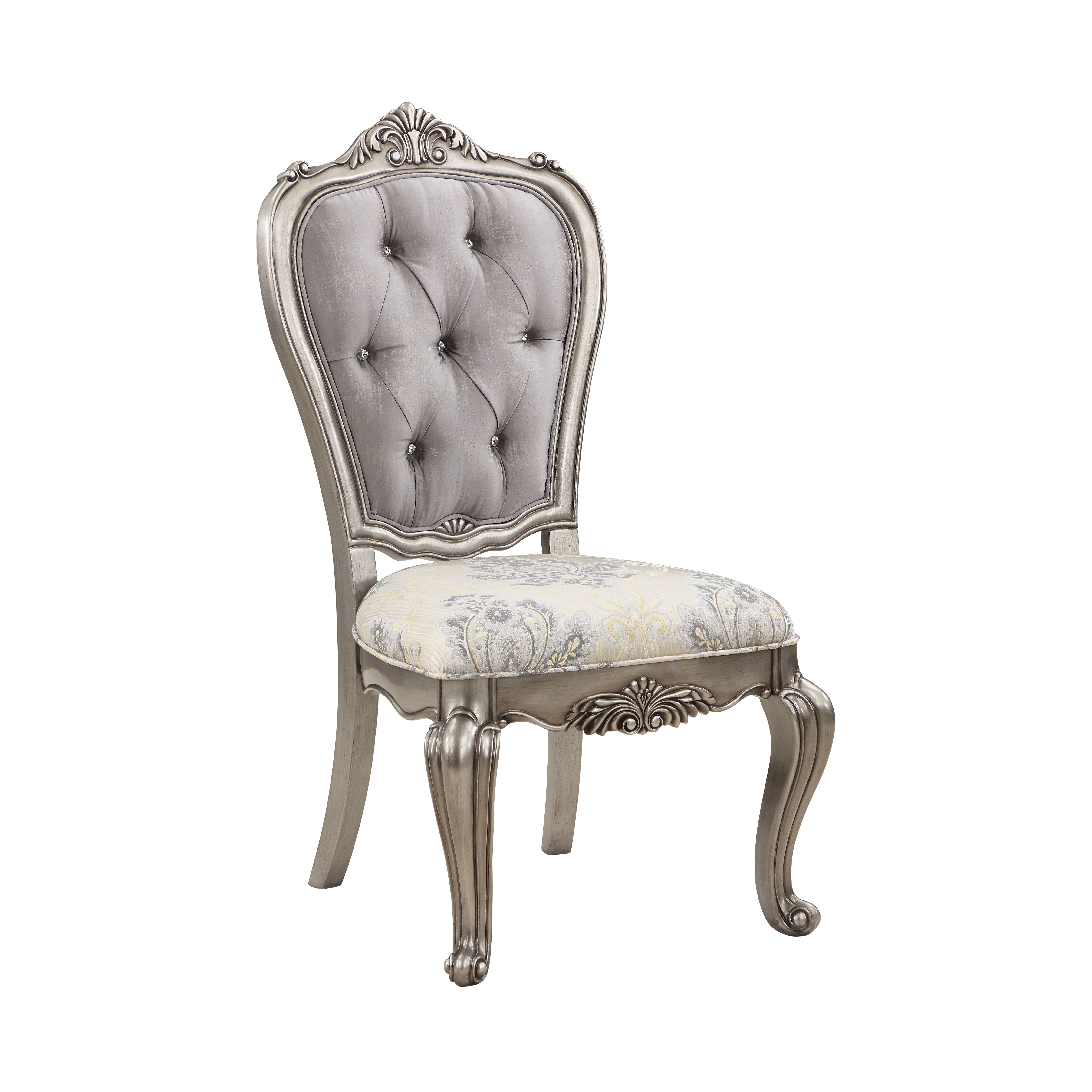 Beige and Platinum Tufted Arm Chair (Set of 2)