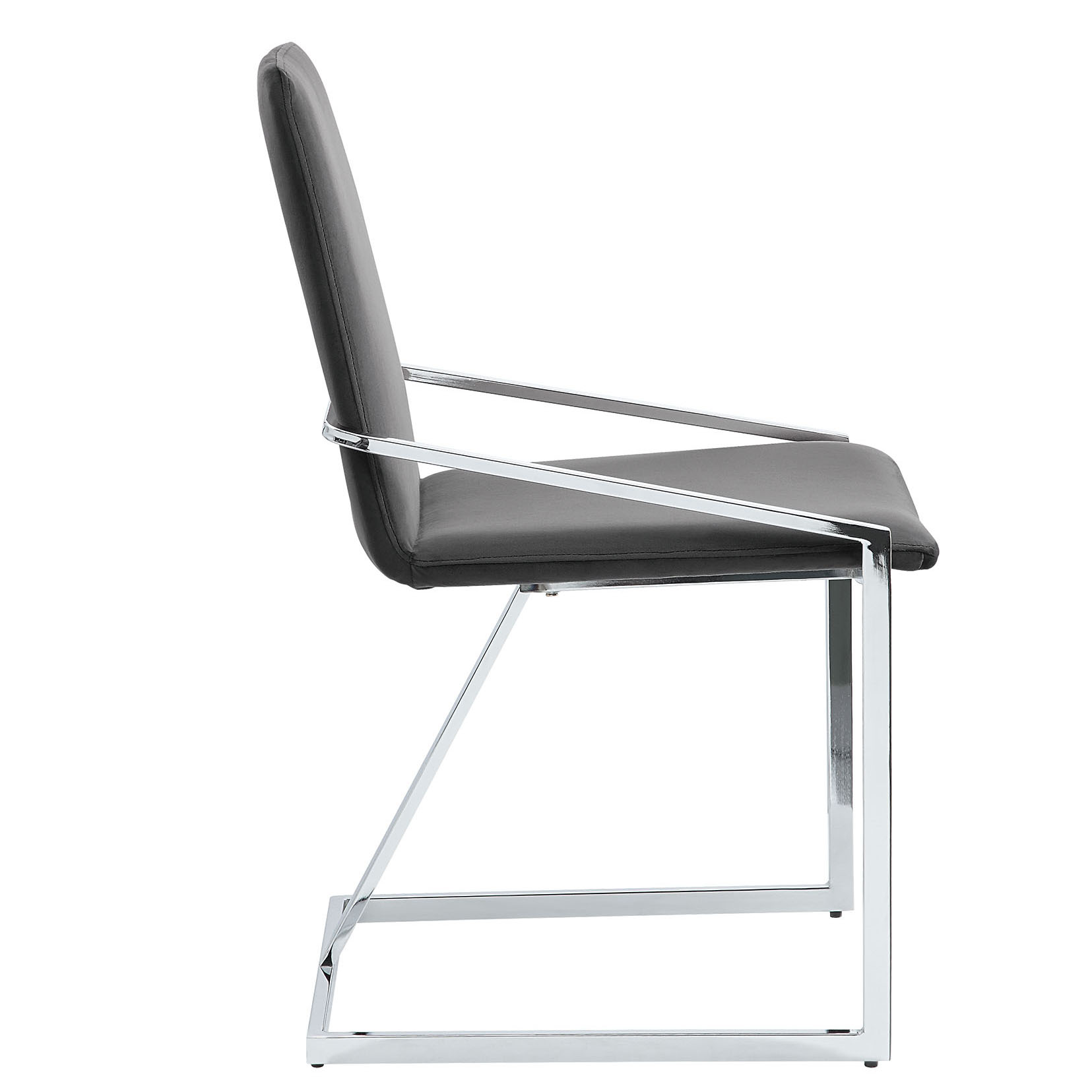 Grey and Chrome Side Chair with Metal Base (Set of 2)