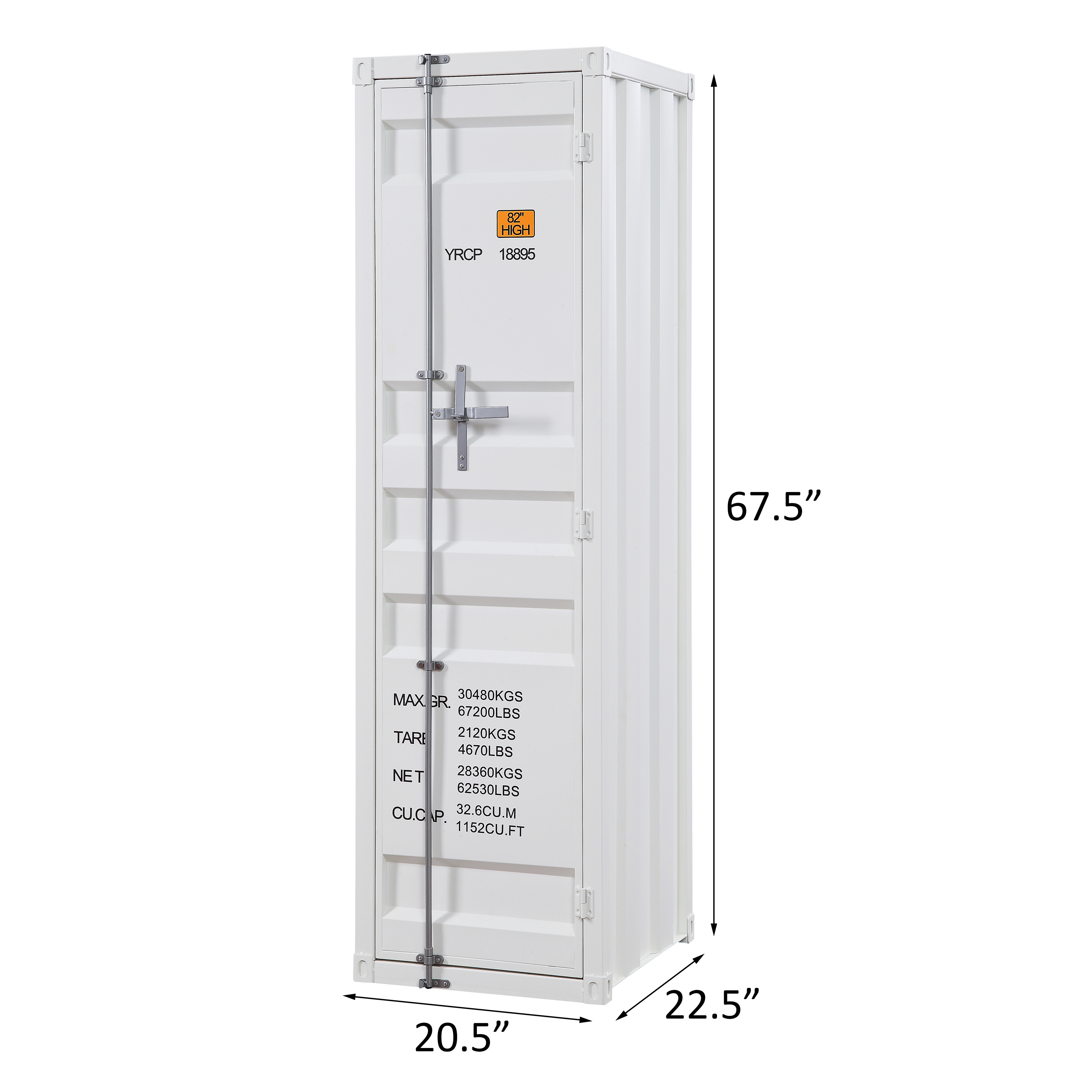 White Wardrobe with Full-length Container Lock