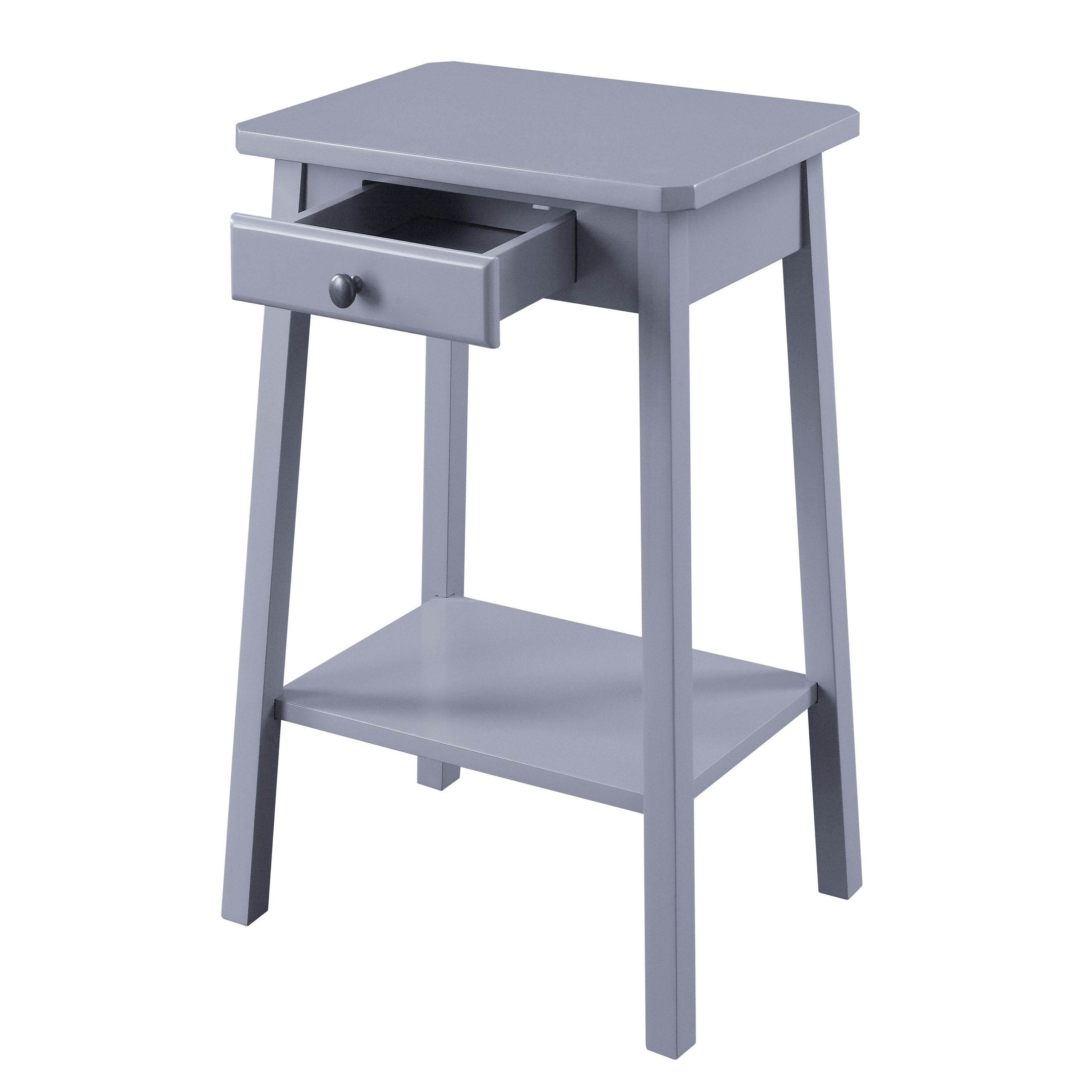 Grey End Table with Bottom Shelf