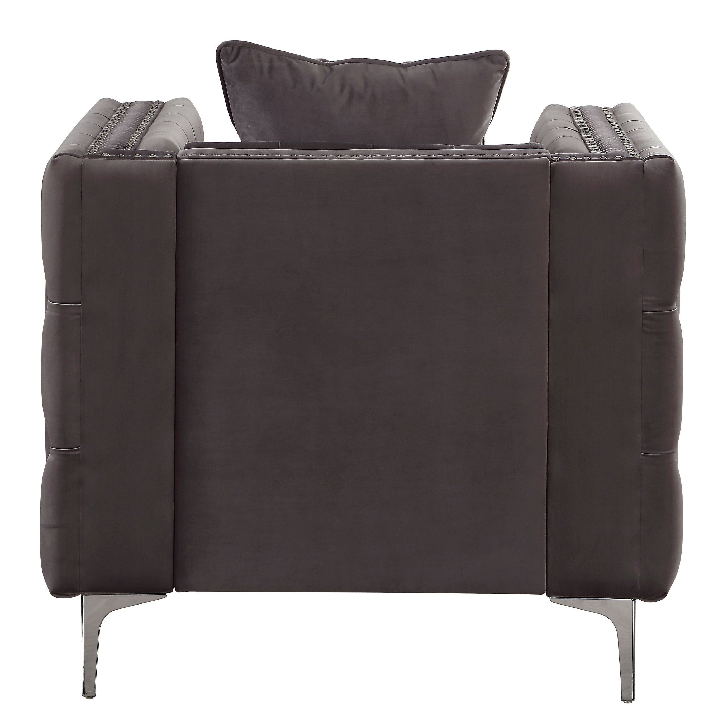 Dark Grey Tufted Pillow Back Accent Chair