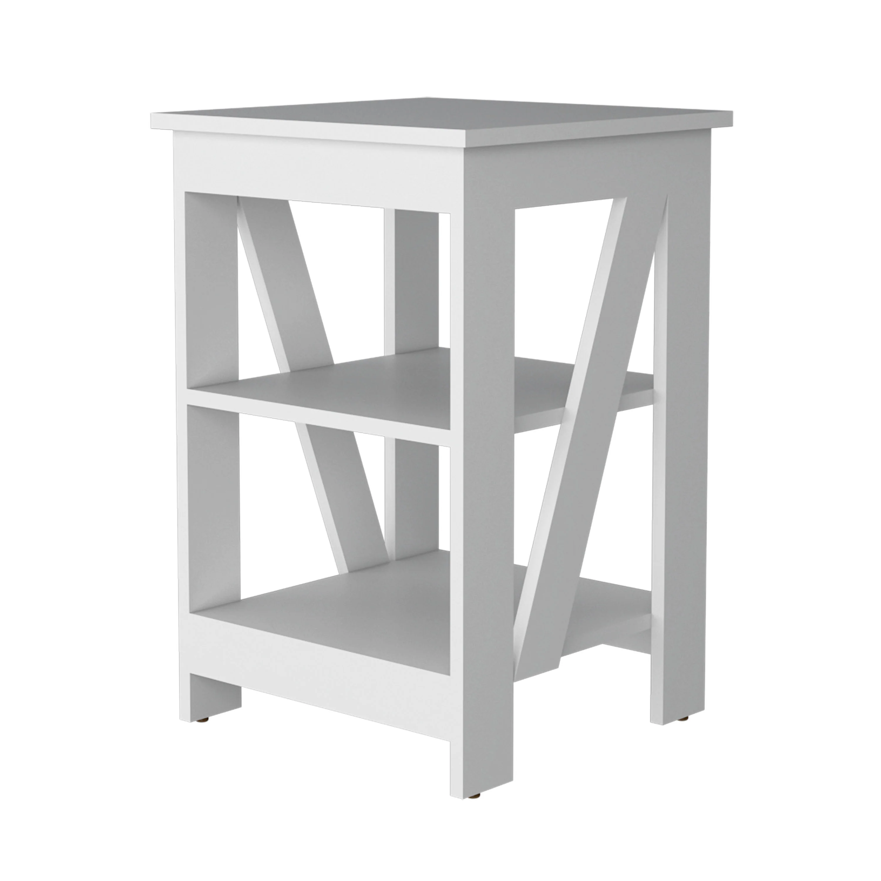 White Table with 2 Shelves