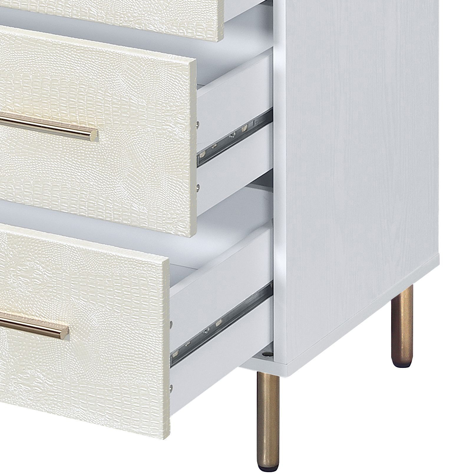 White and Champagne 4-Drawer Chest