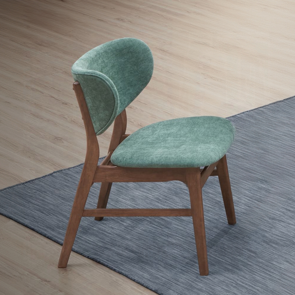 Green and Walnut Padded Side Chair (Set of 2)