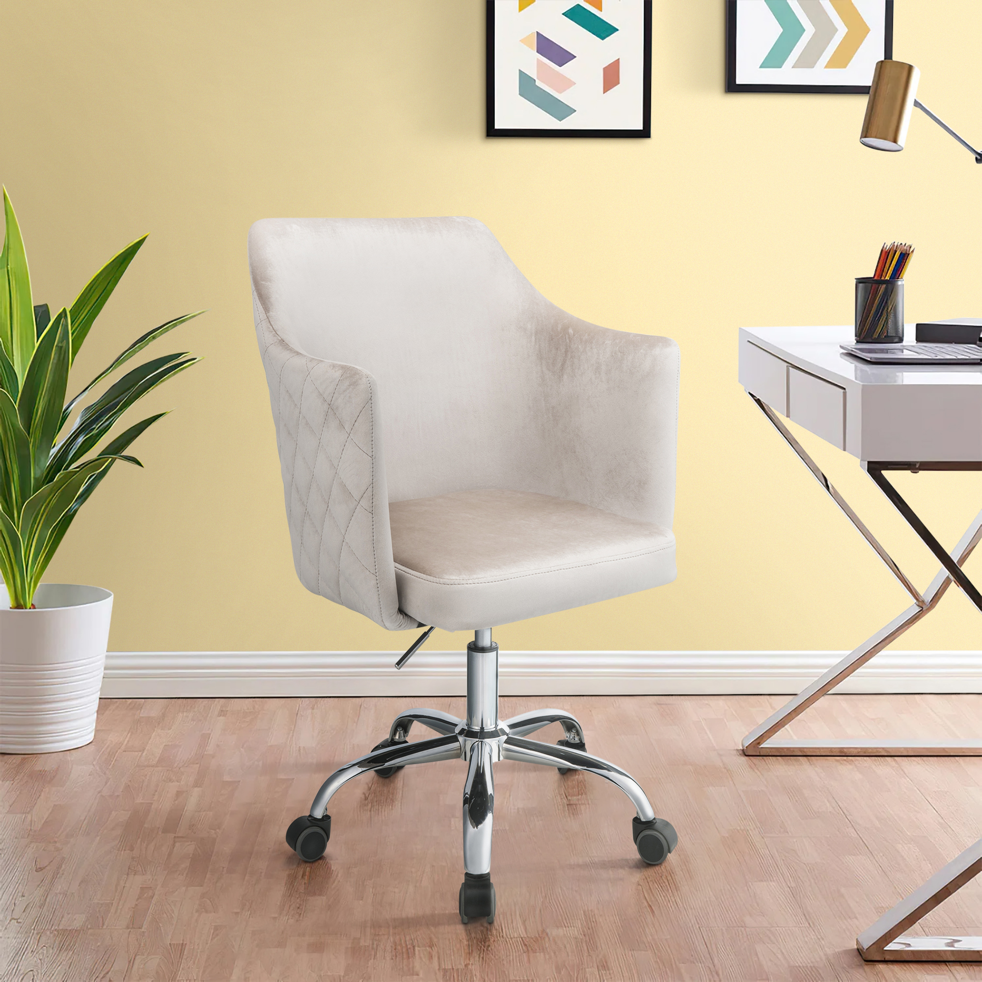 Champagne and Chrome Swivel Office Chair