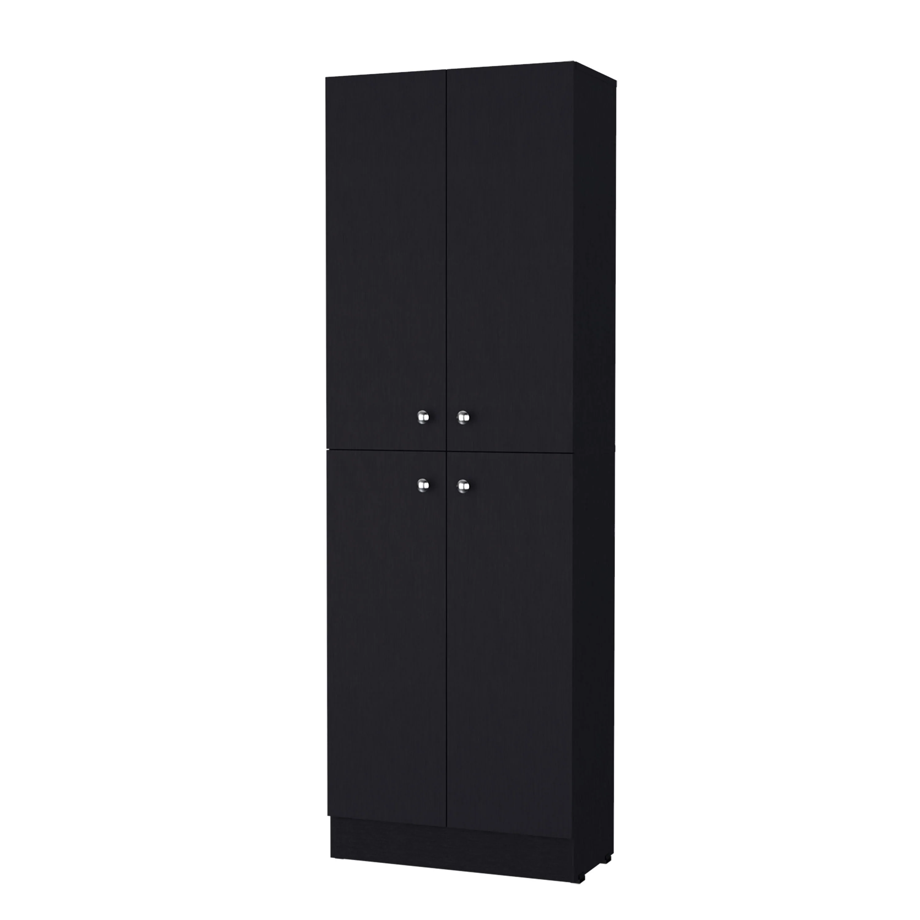 Black Pantry Cabinet with 4 Doors and 5 Hidden Shelves