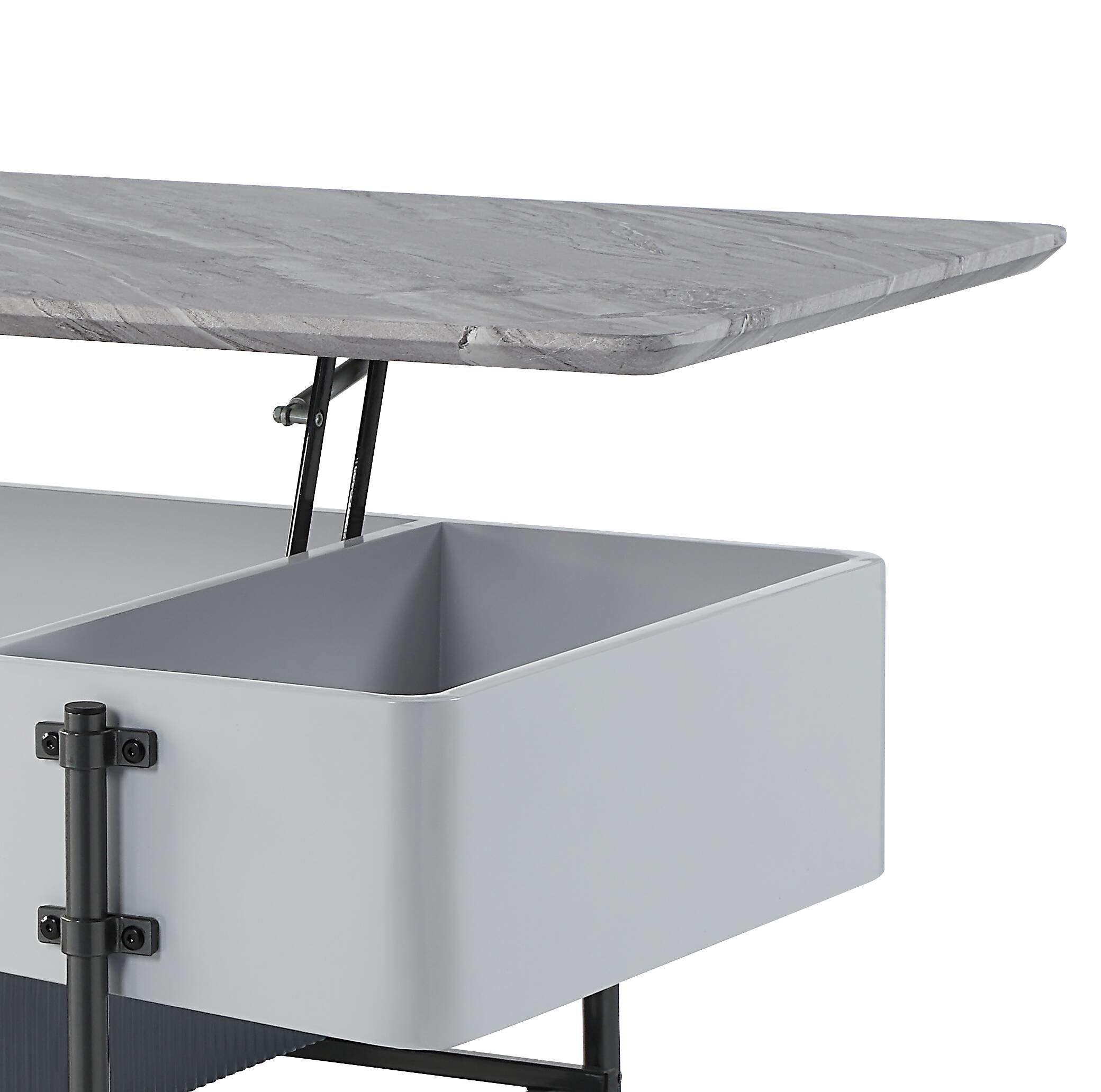 Grey and White High Gloss Coffee Table with Lift Top