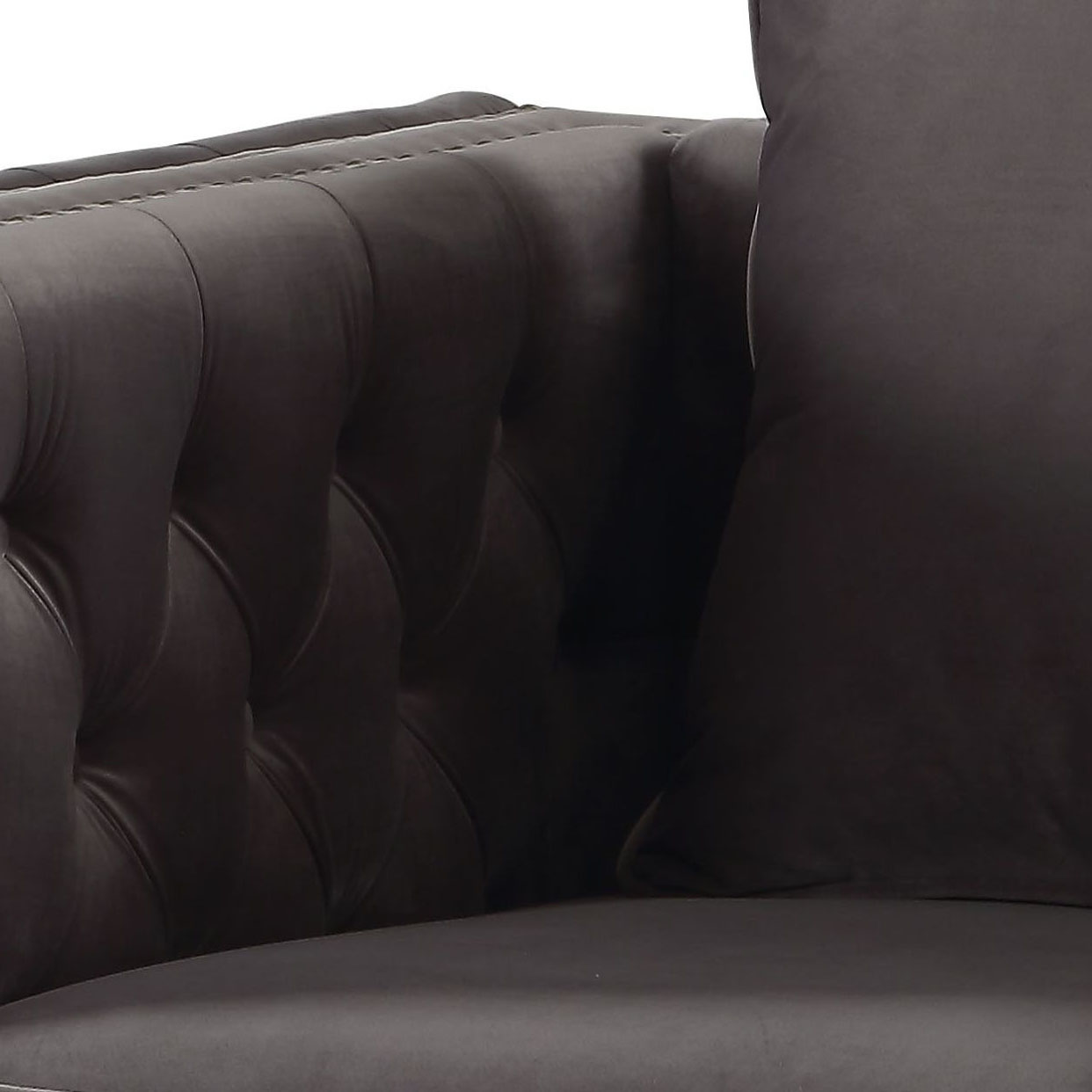 Dark Grey Tufted Pillow Back Accent Chair