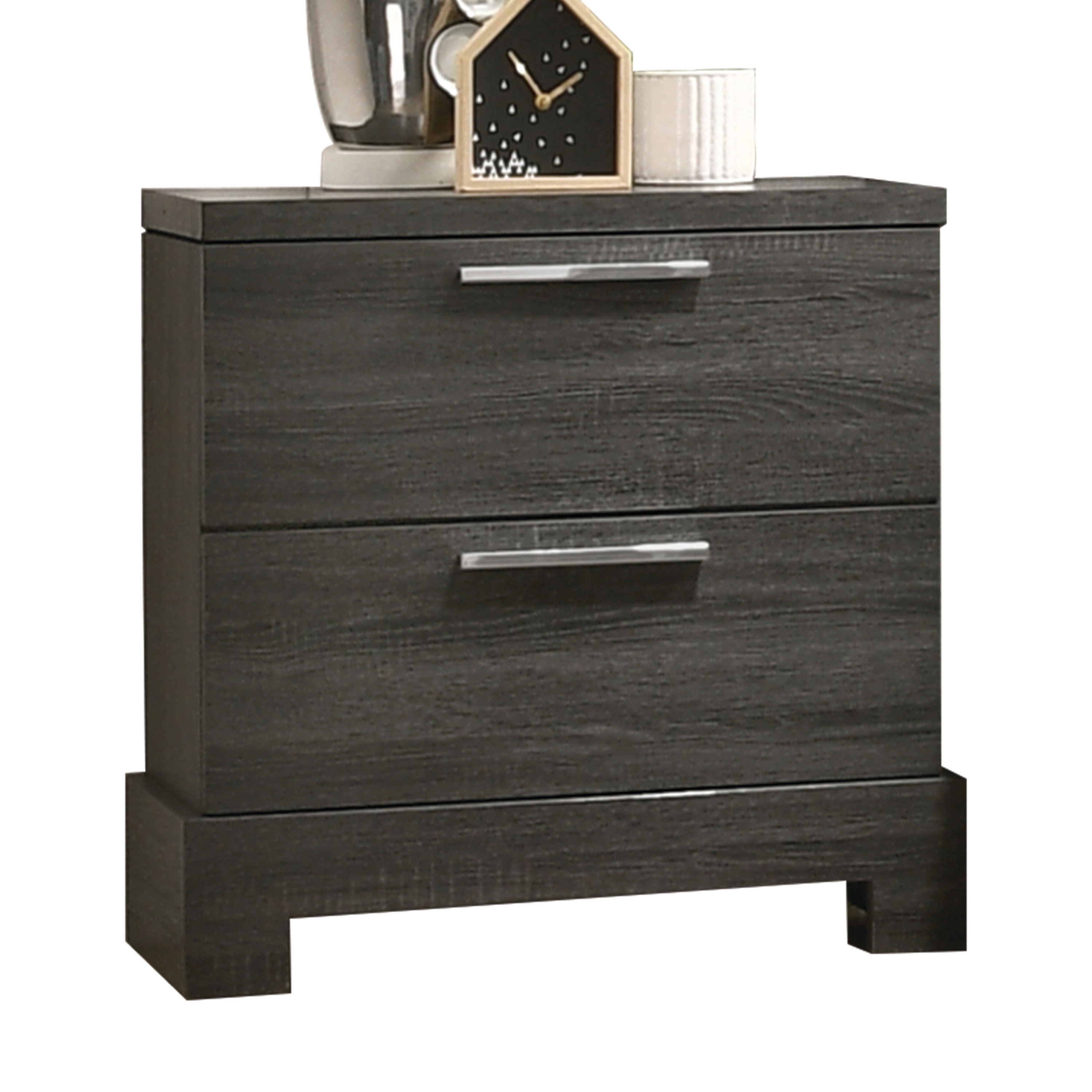 Grey Oak 2-Drawer Nightstand