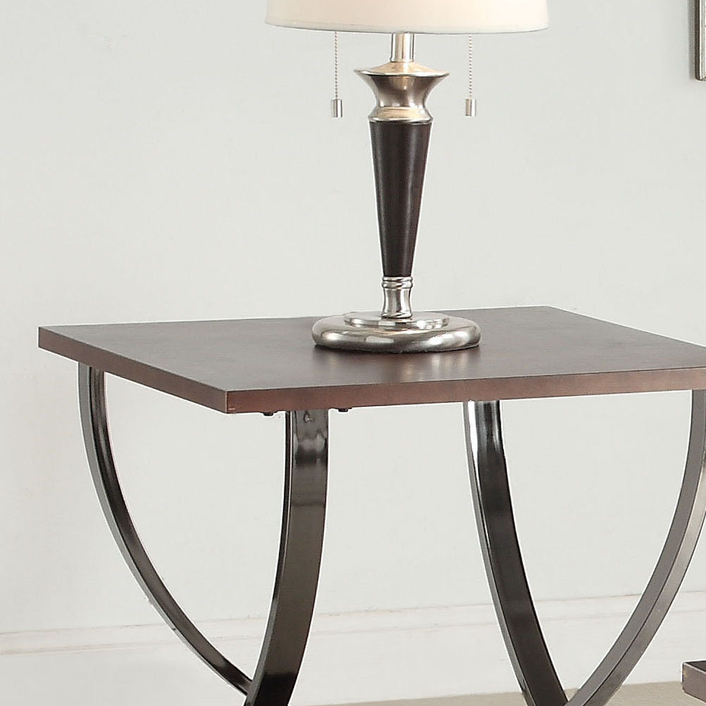 Black Nickel End Table with Bottom Shelf