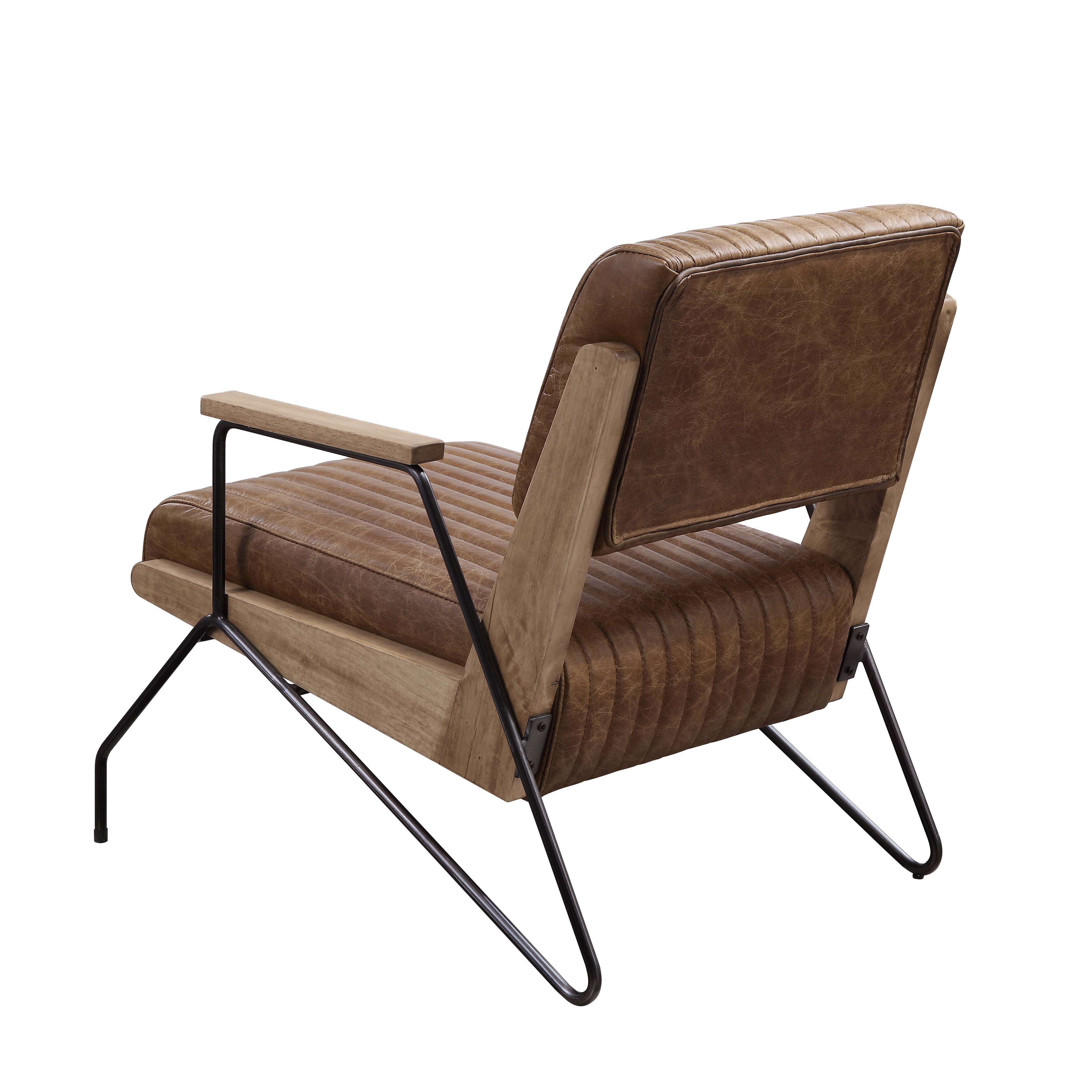 Cocoa and Matt Iron Accent Chair with Metal Leg