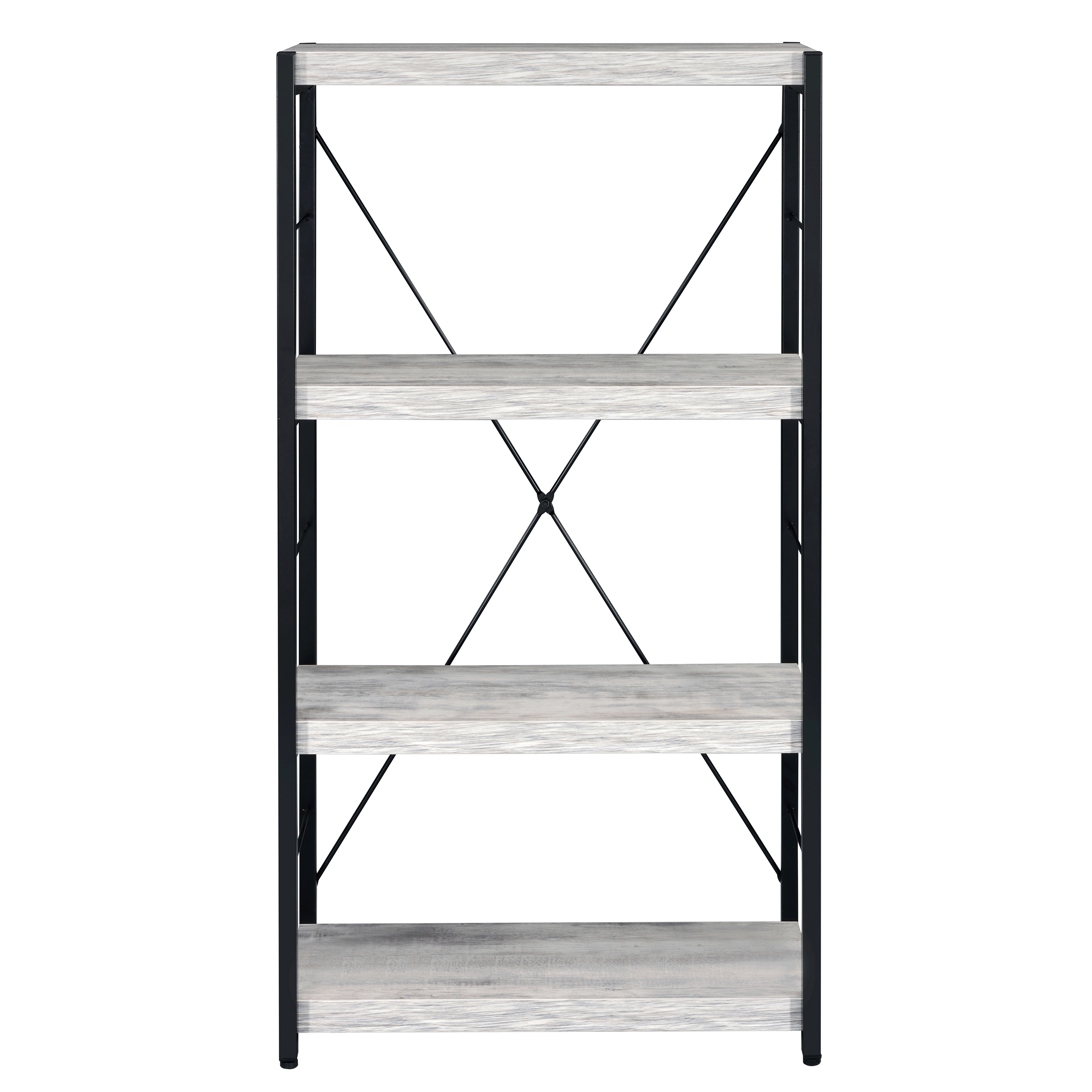 Antique White and Black 3-shelf Bookcase