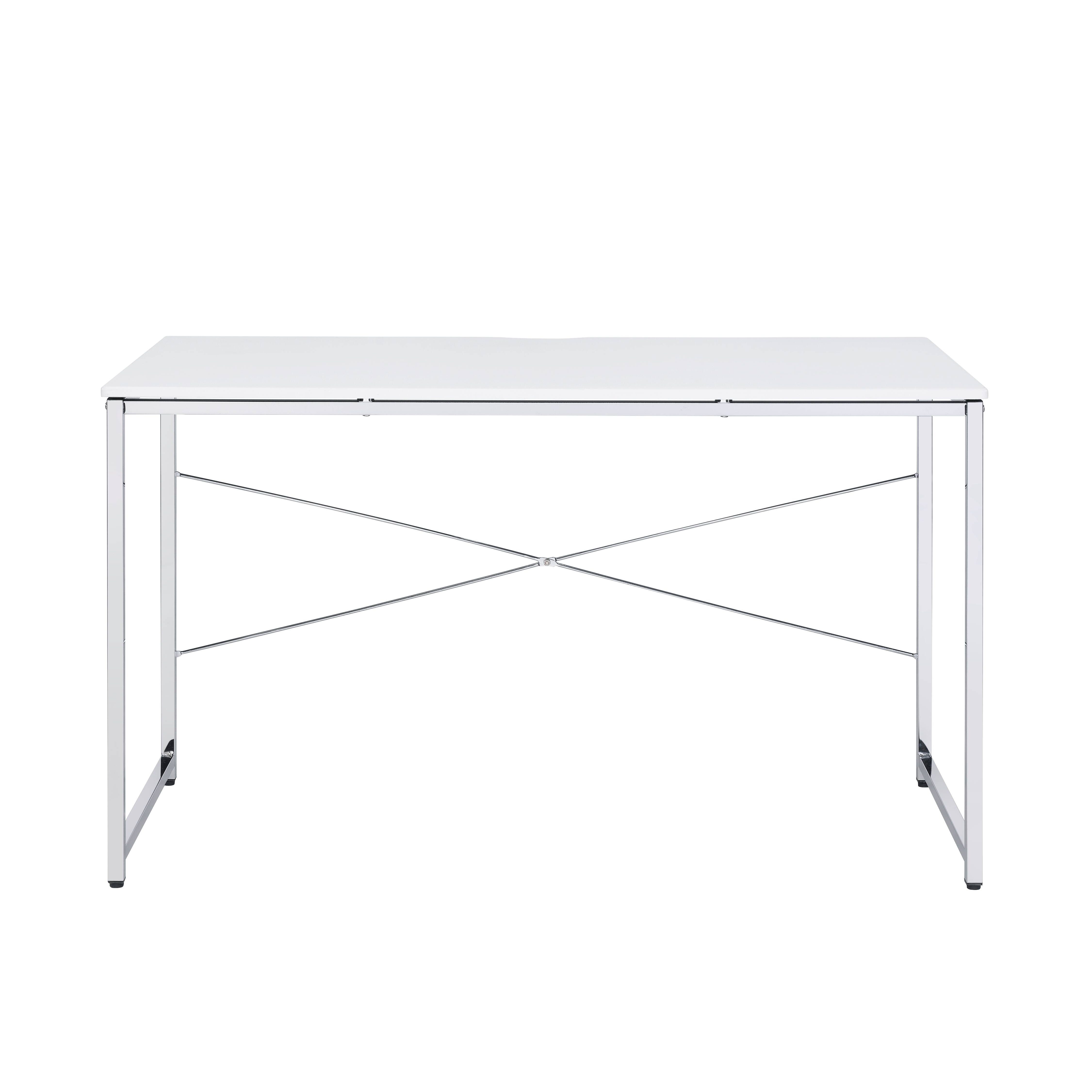 White and Chrome Writing Desk with Sled Base