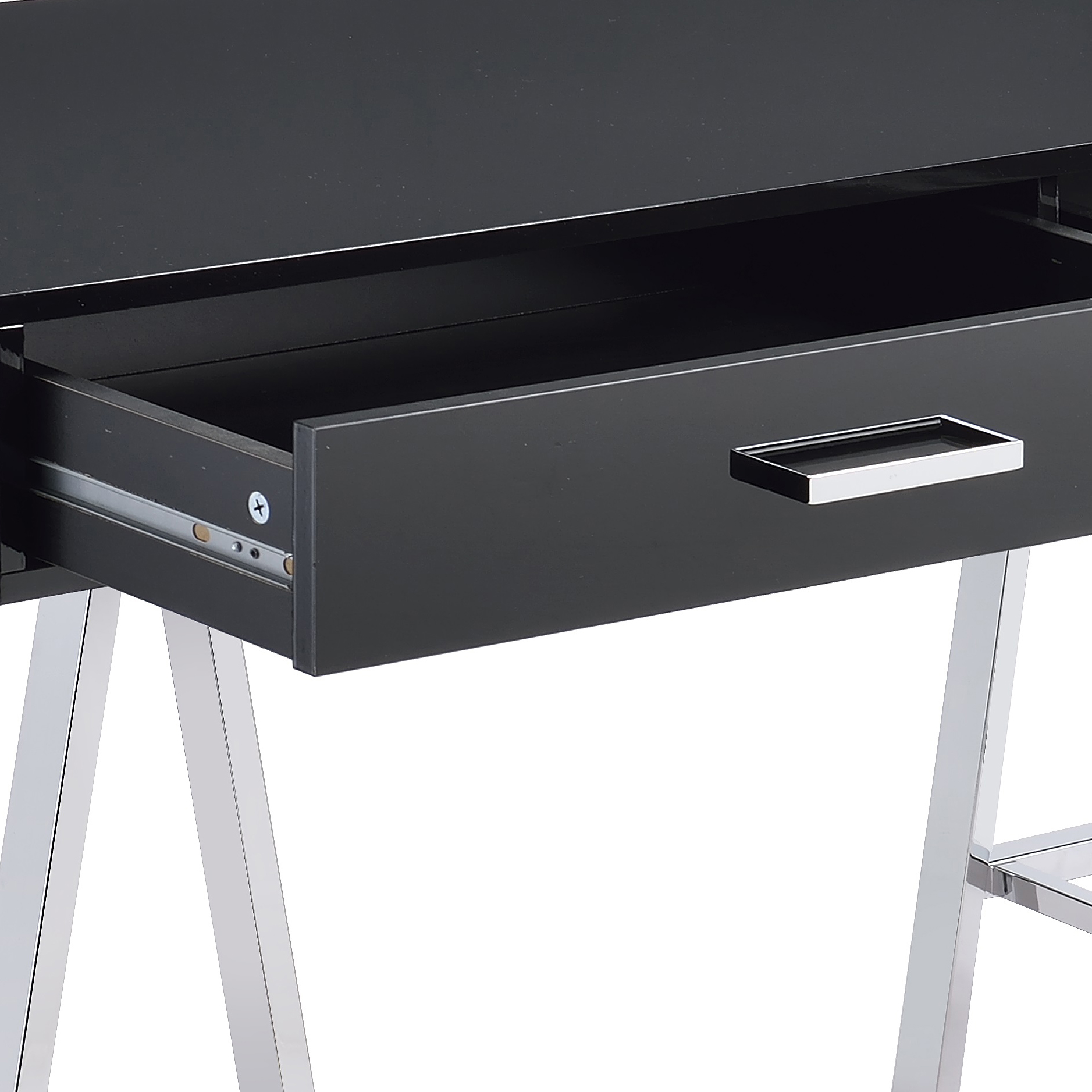 Black High Gloss and Chrome Writing Desk with USB Port