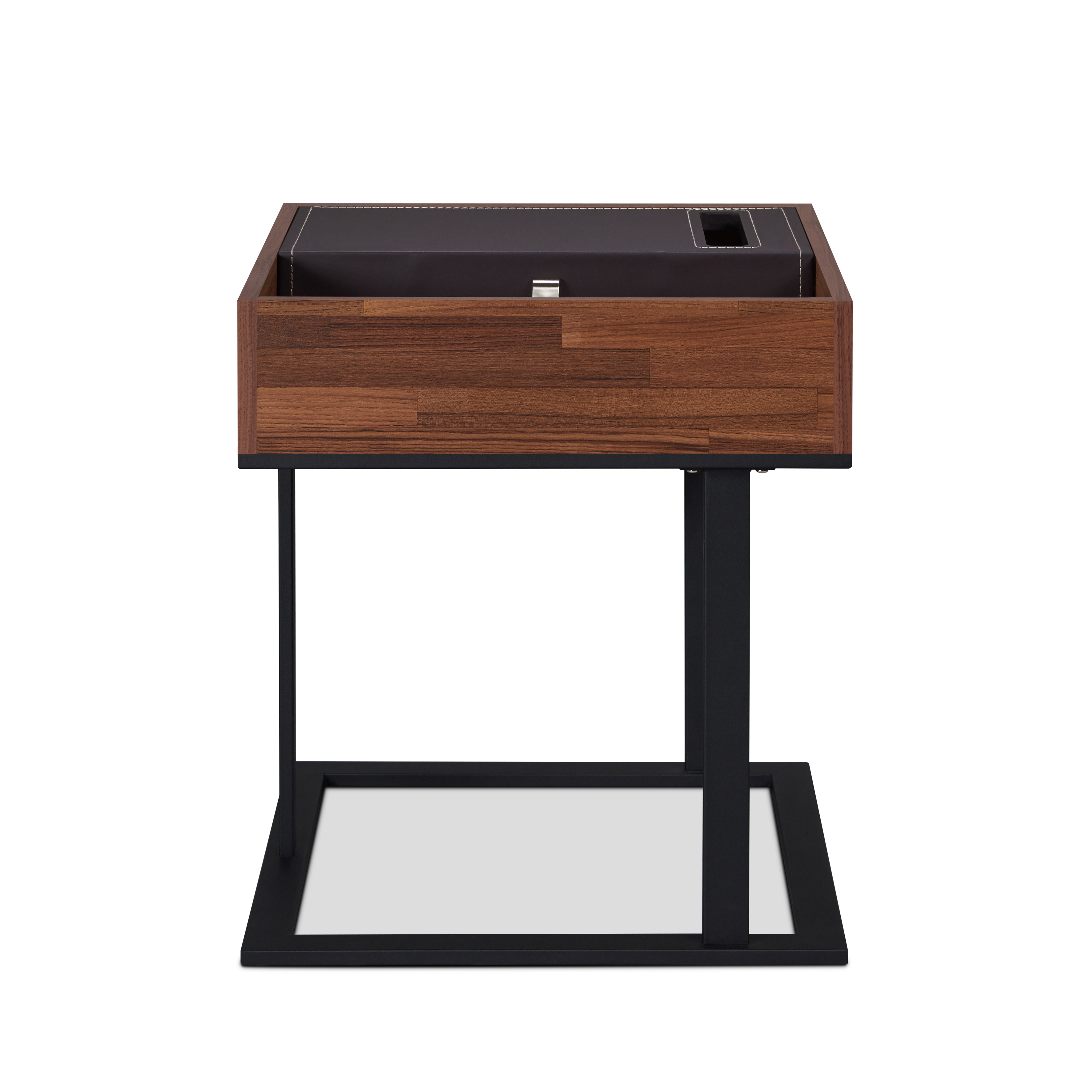 Walnut and Sandy Black Accent Table with Storage