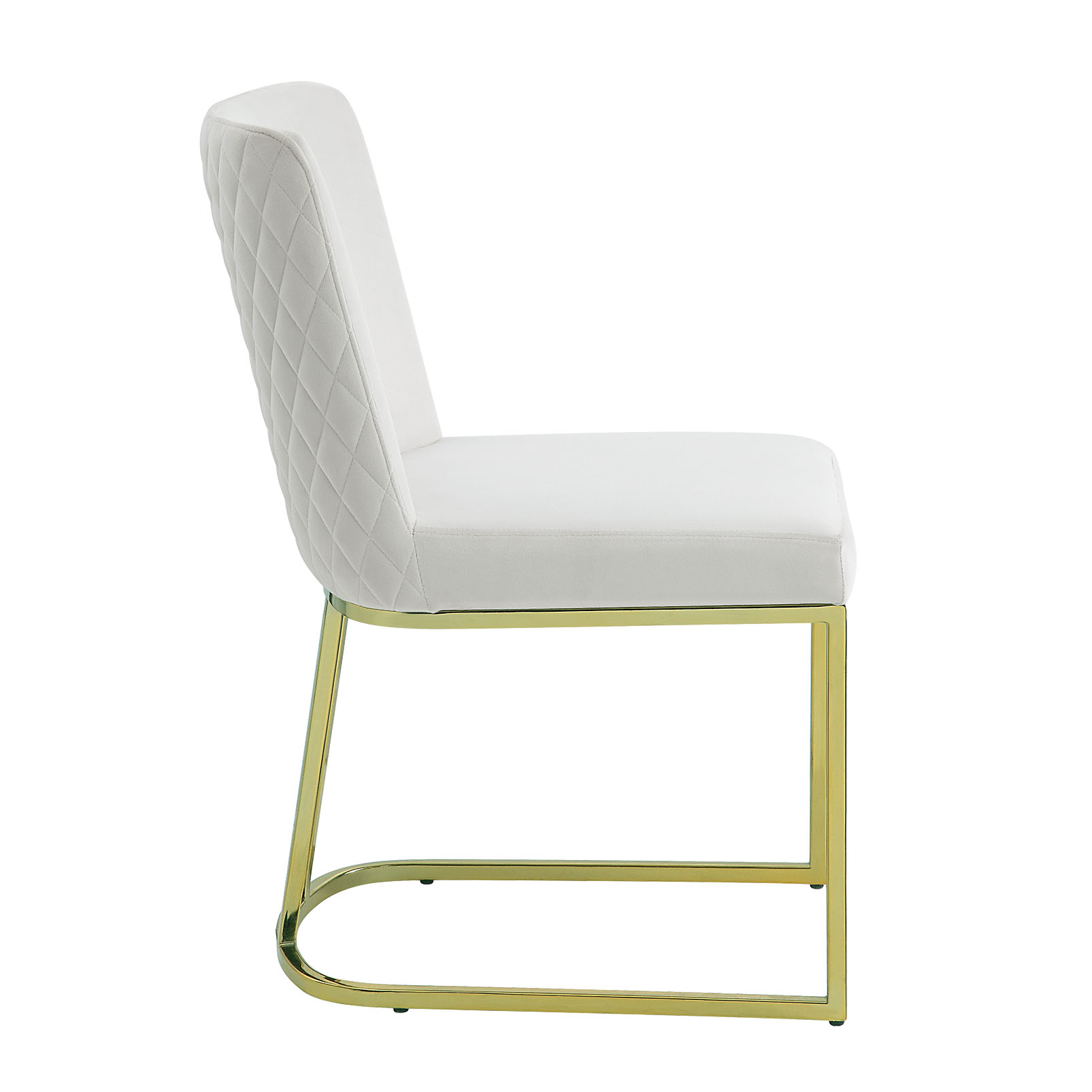 White and Gold Side Chair with Metal Base (Set of 2)