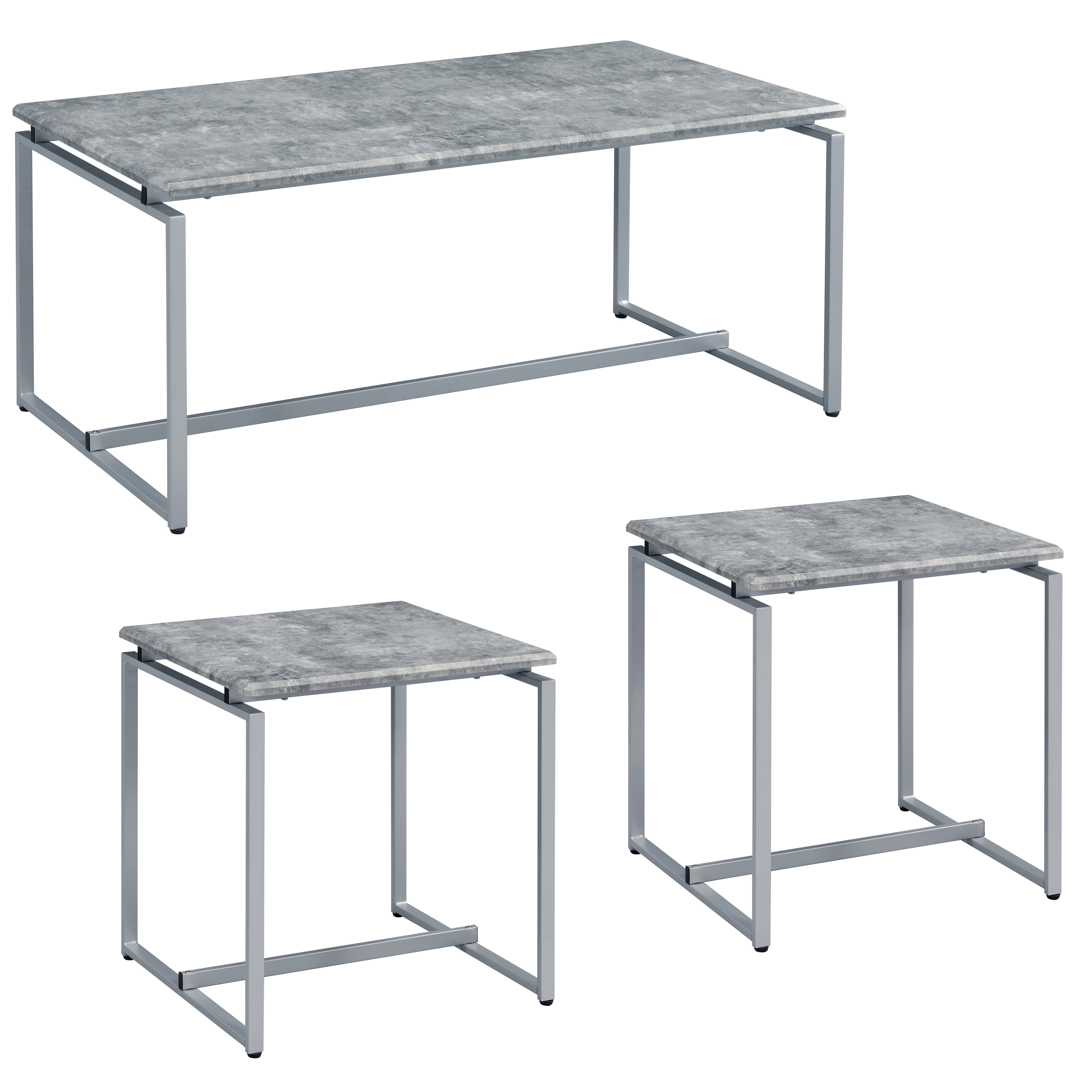 Grey and Silver Occasional Set with Trestle Base