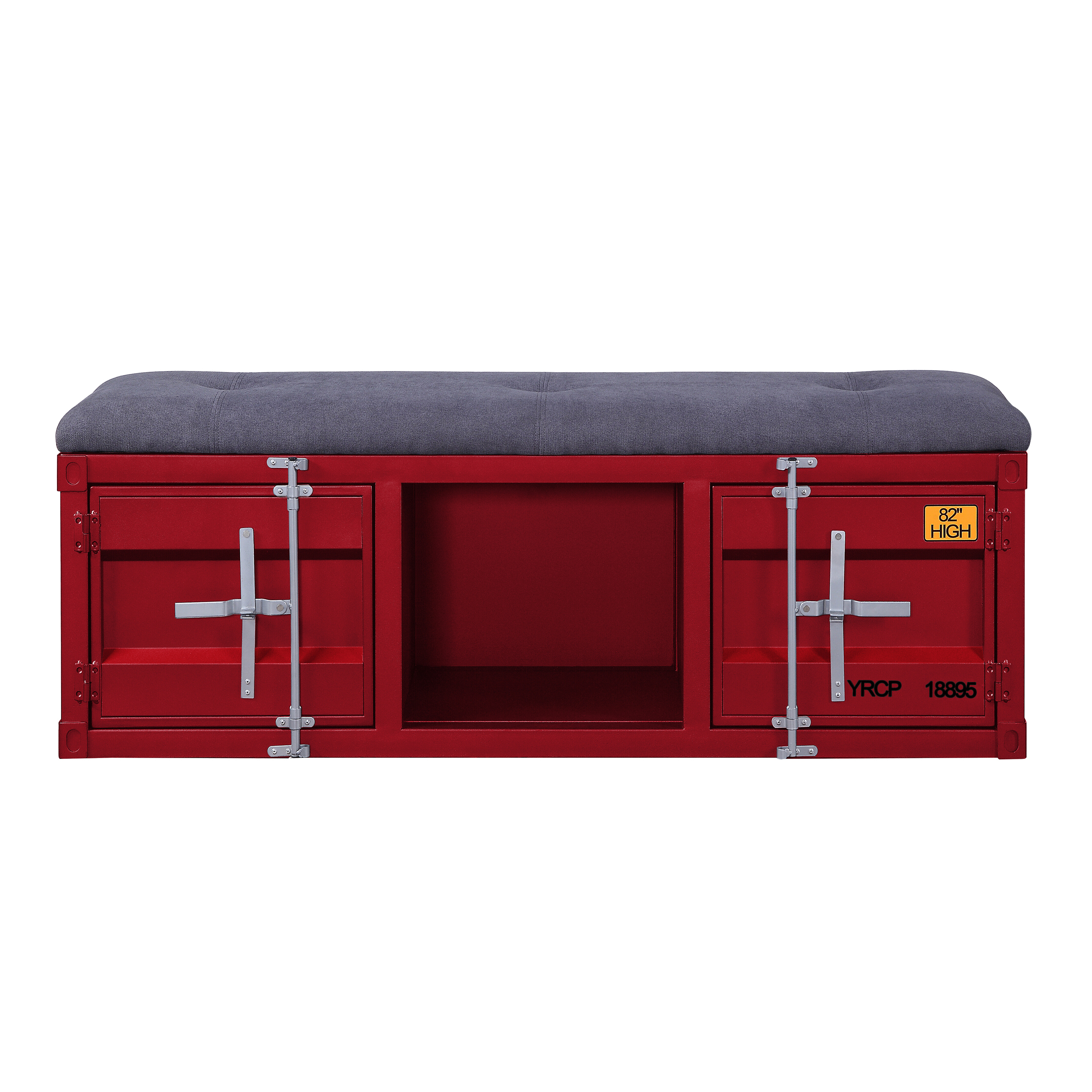 Grey and Red Storage Bench