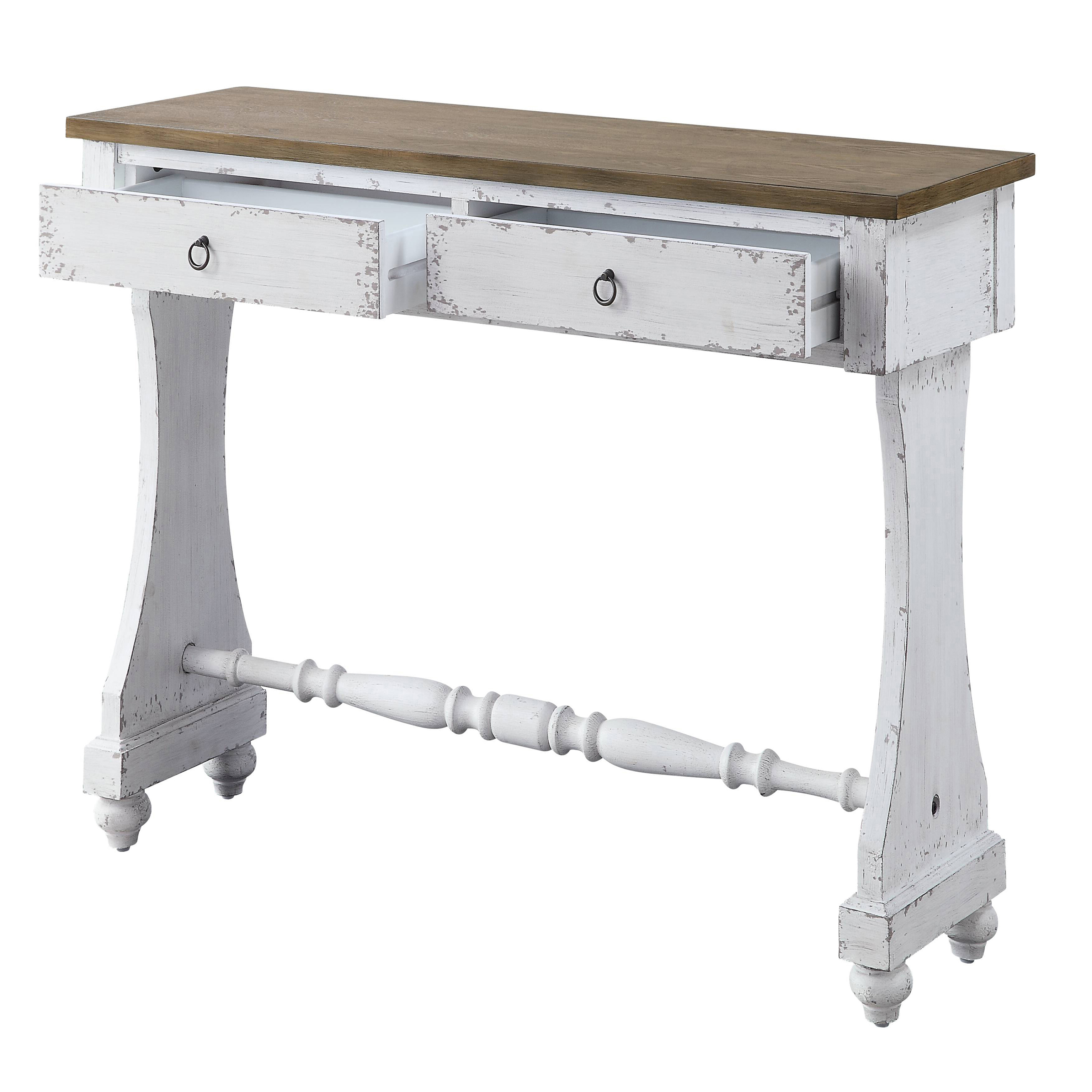 Antique White 2-drawer Console Table