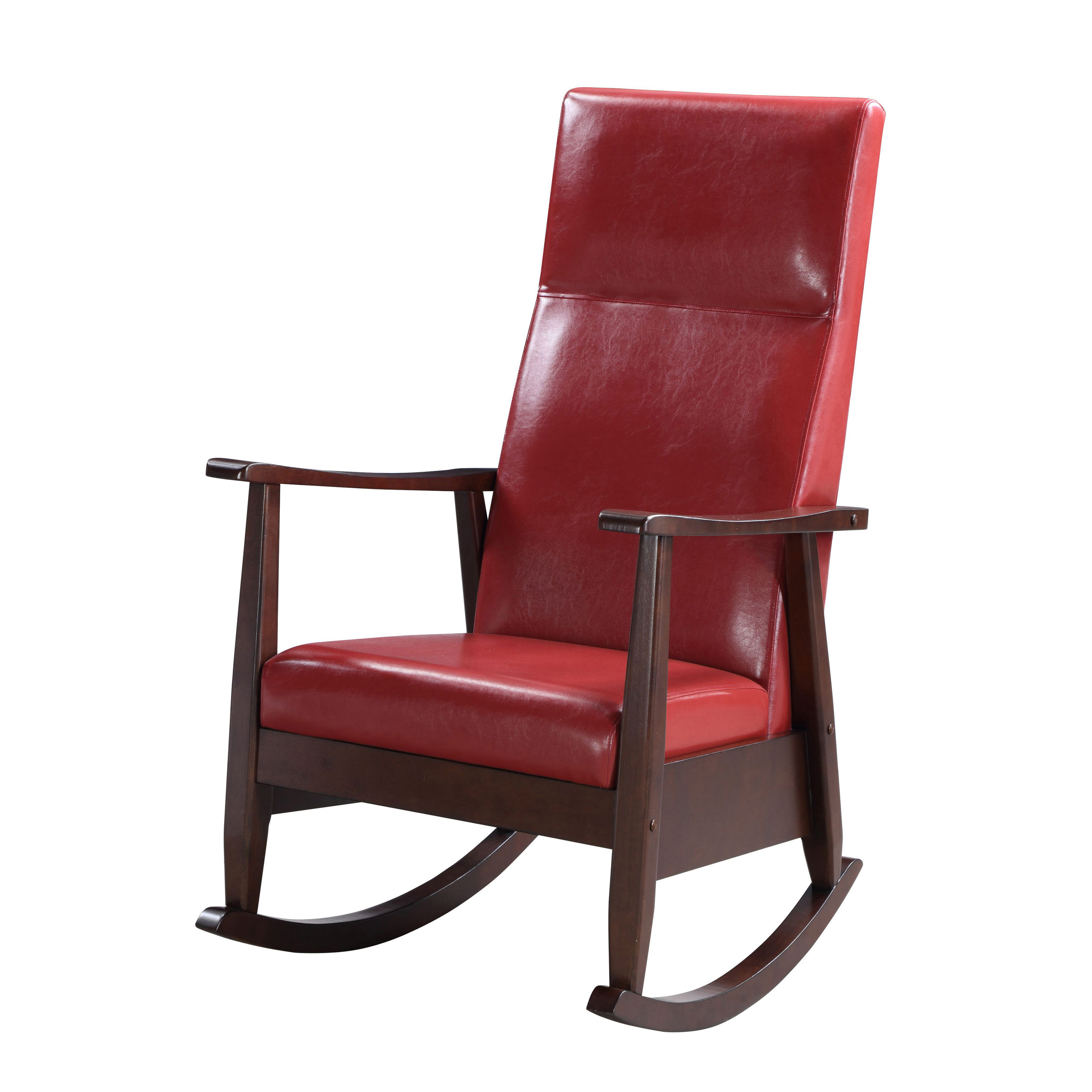 Red and Espresso Tight Cushion Rocking Chair