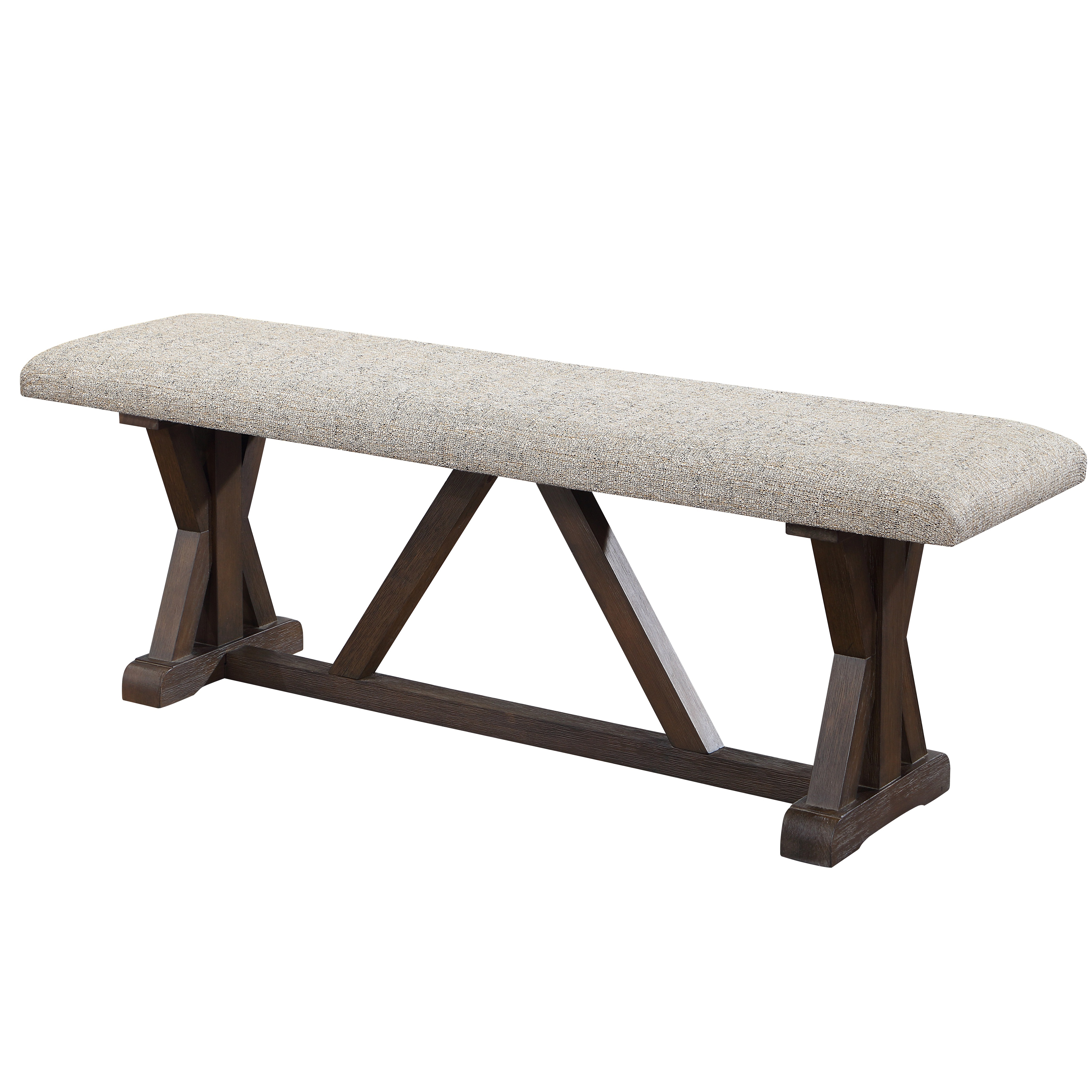 Grey and Rustic Brown Bench with Upholstered Seat