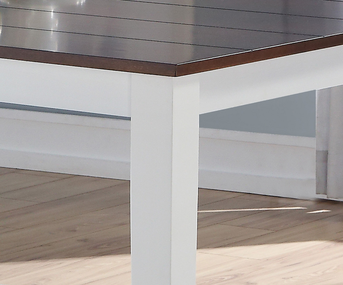 White and Walnut Dining Table with Tapered Leg