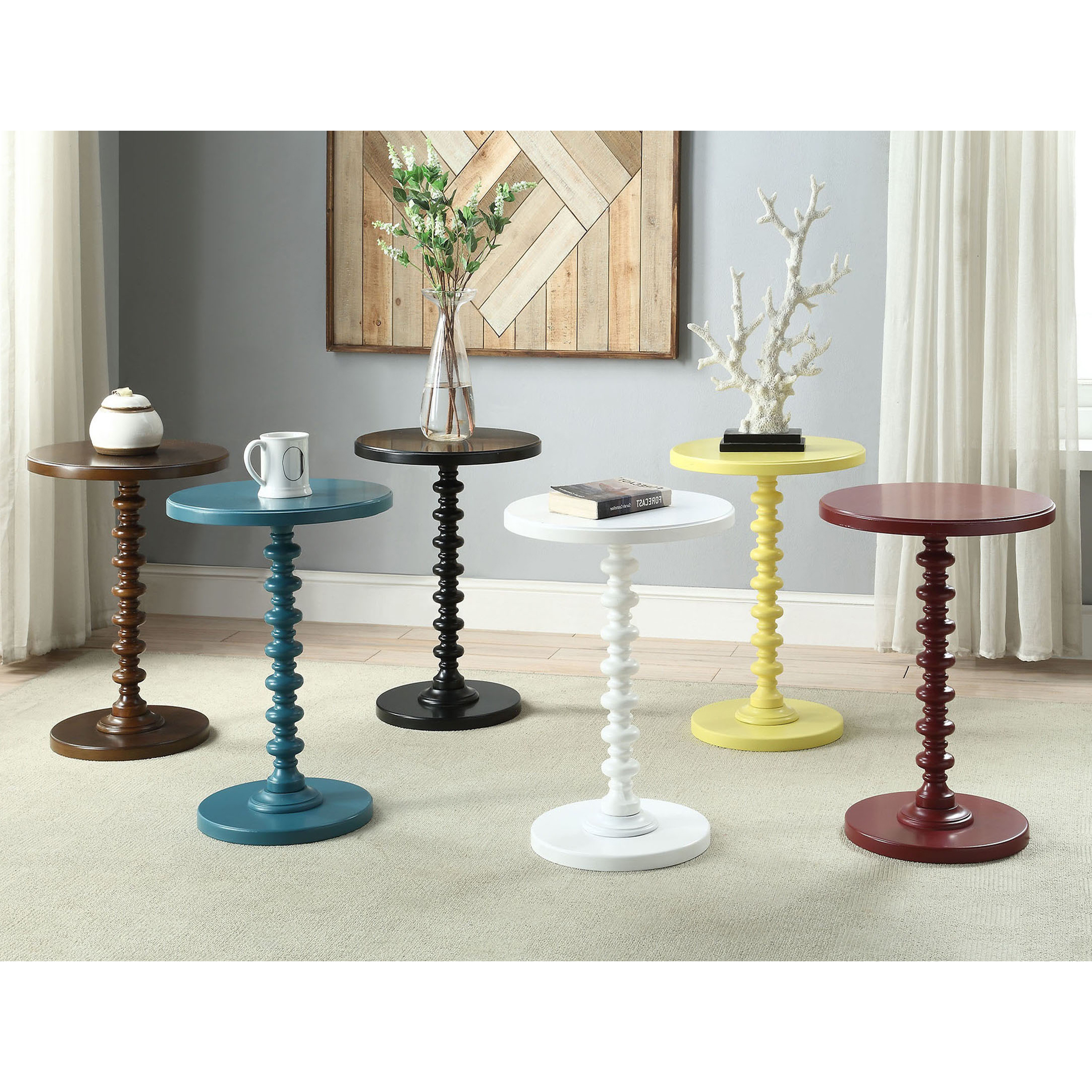 Teal Round Wooden Side Table