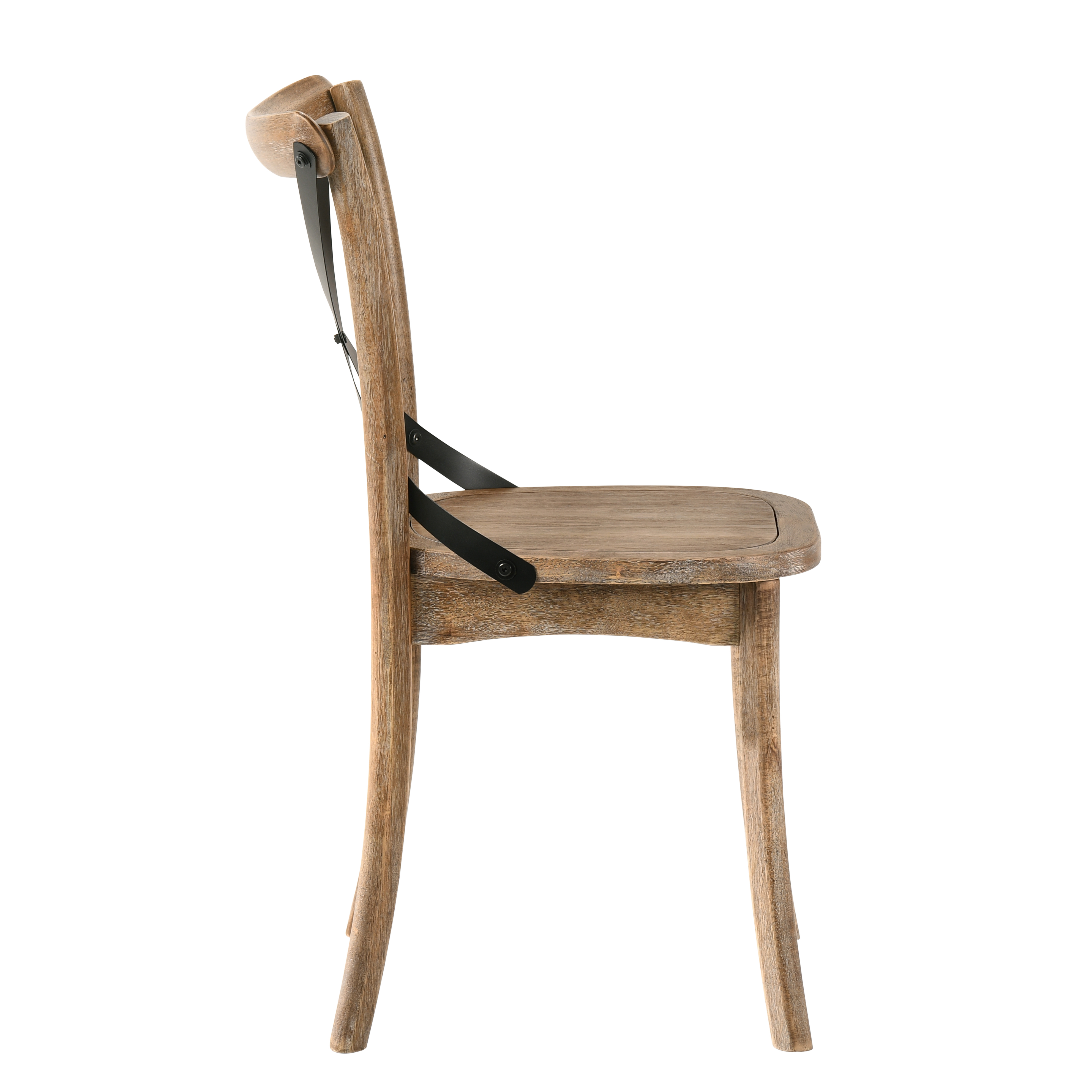 Rustic Oak Side Chair with Cross Back (Set of 2)