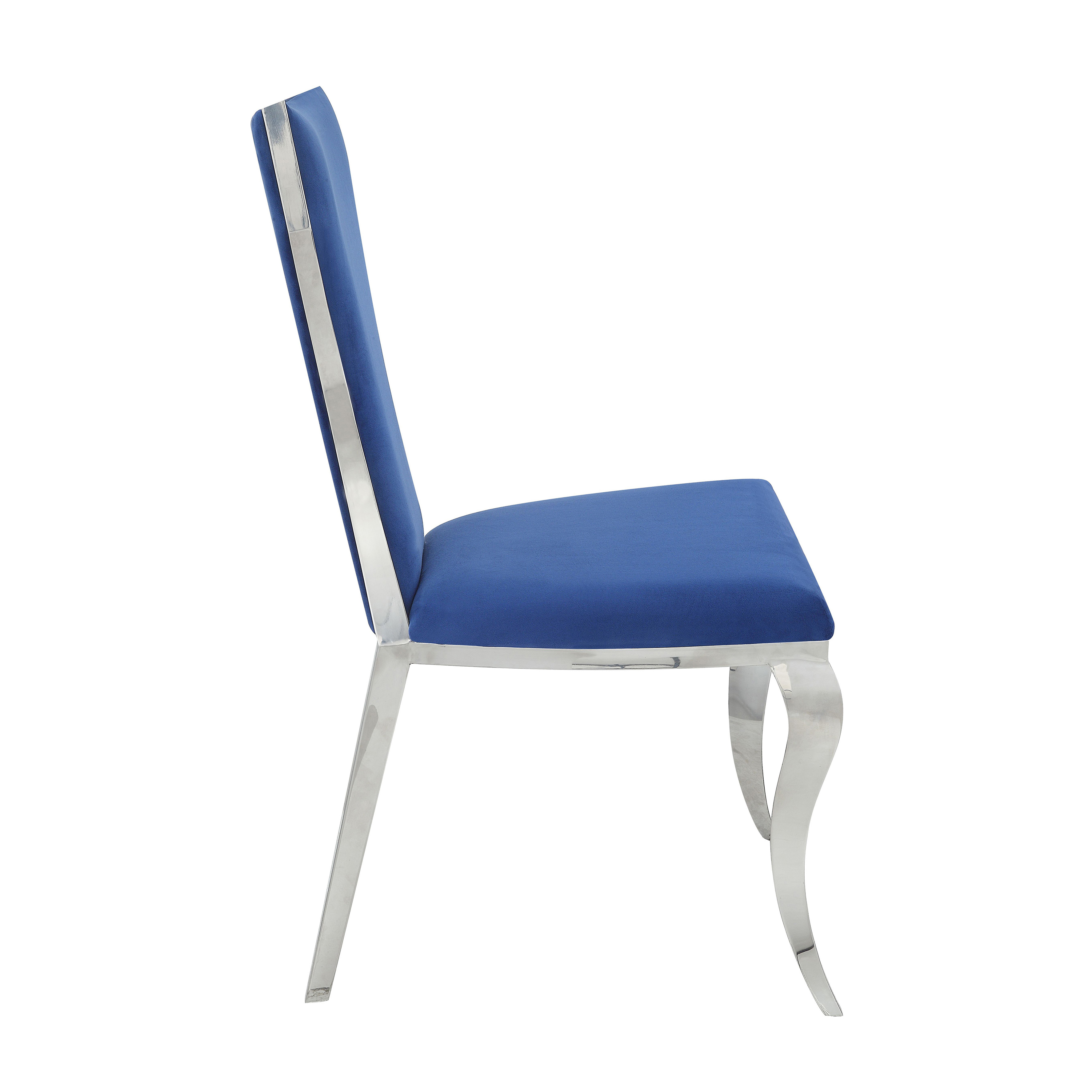 Blue and Silver Side Chairs with Metal Base (Set of 2)