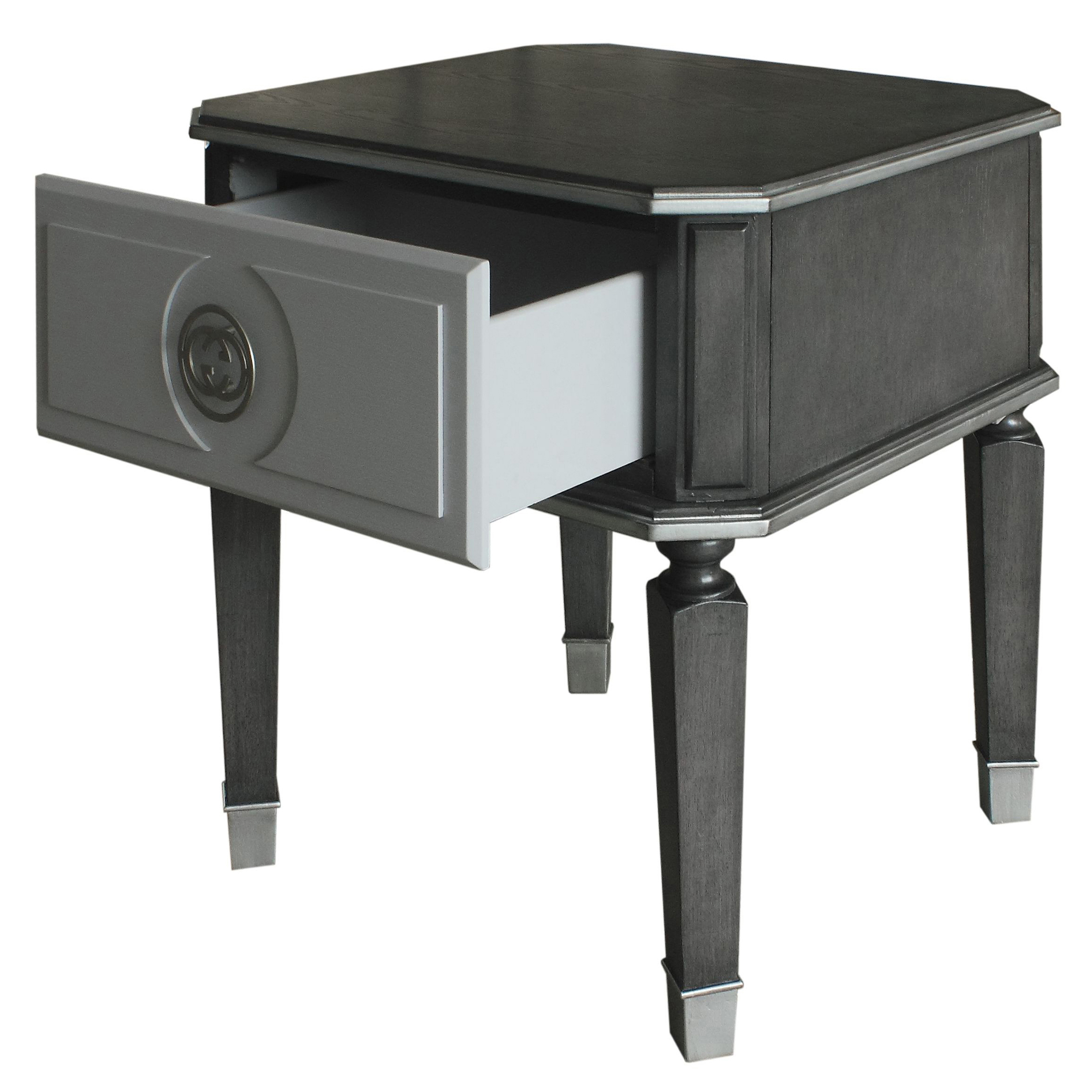 Charcoal and Light Grey End Table with 1 Drawer