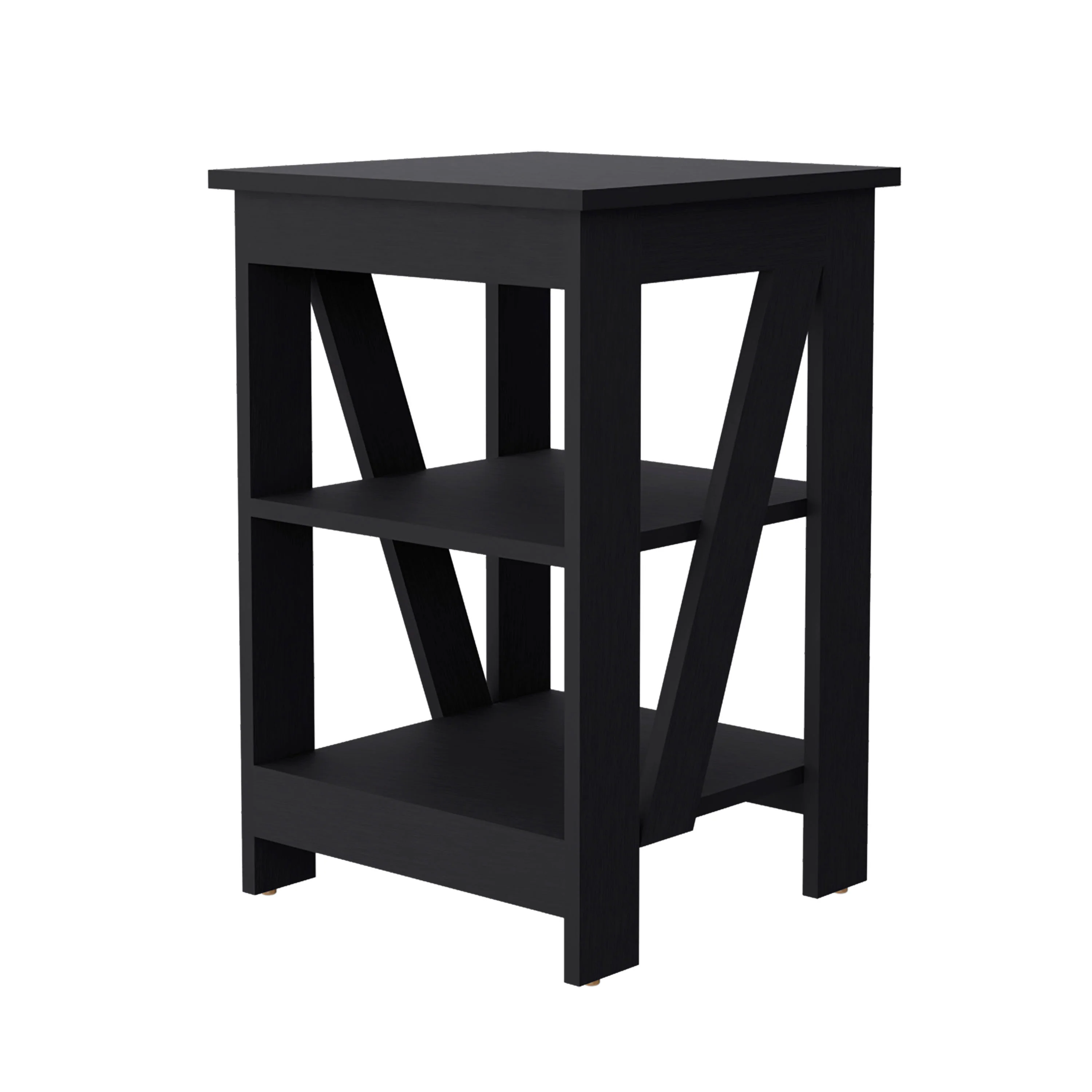 Black Table with 2 Shelves