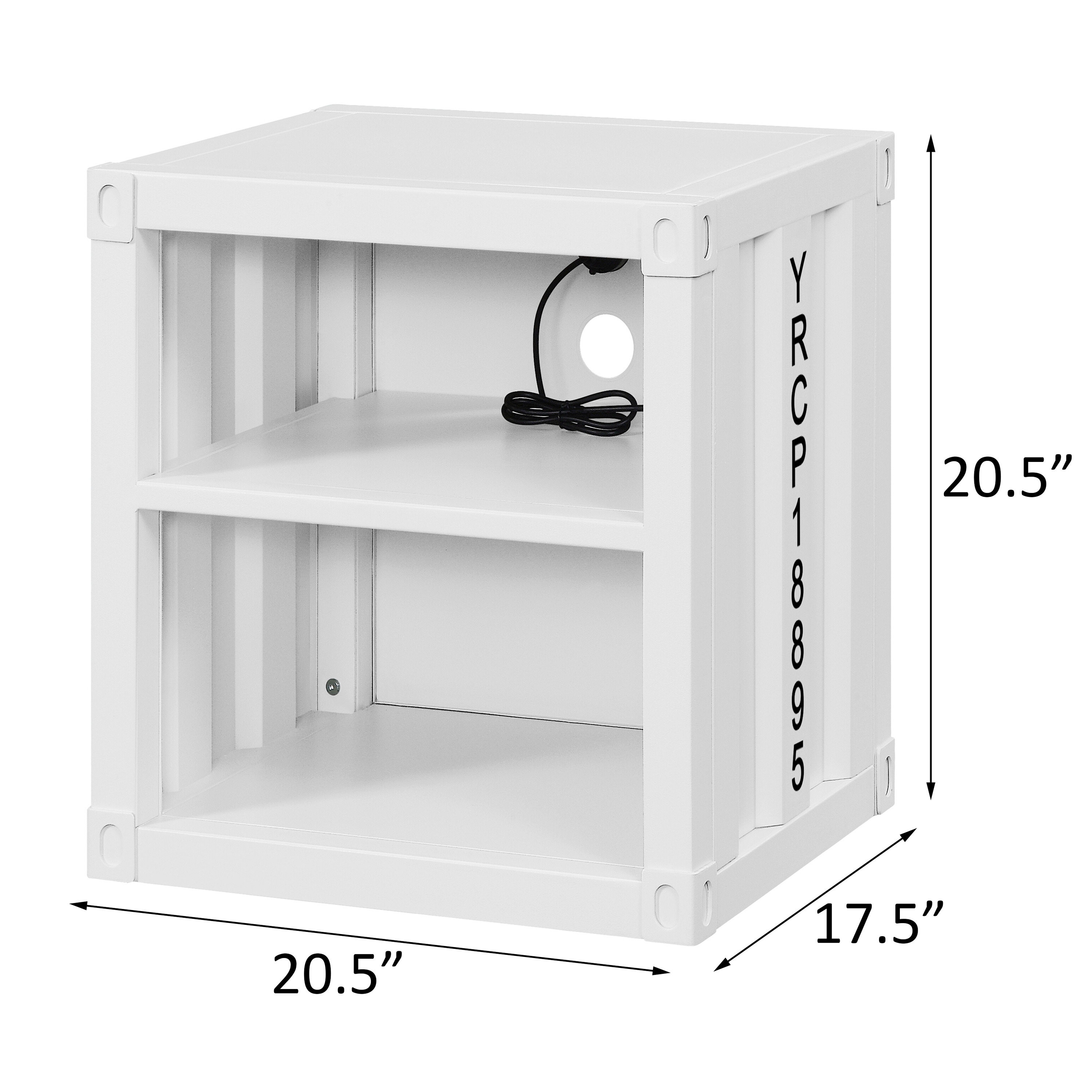 White Nightstand with Open Shelf