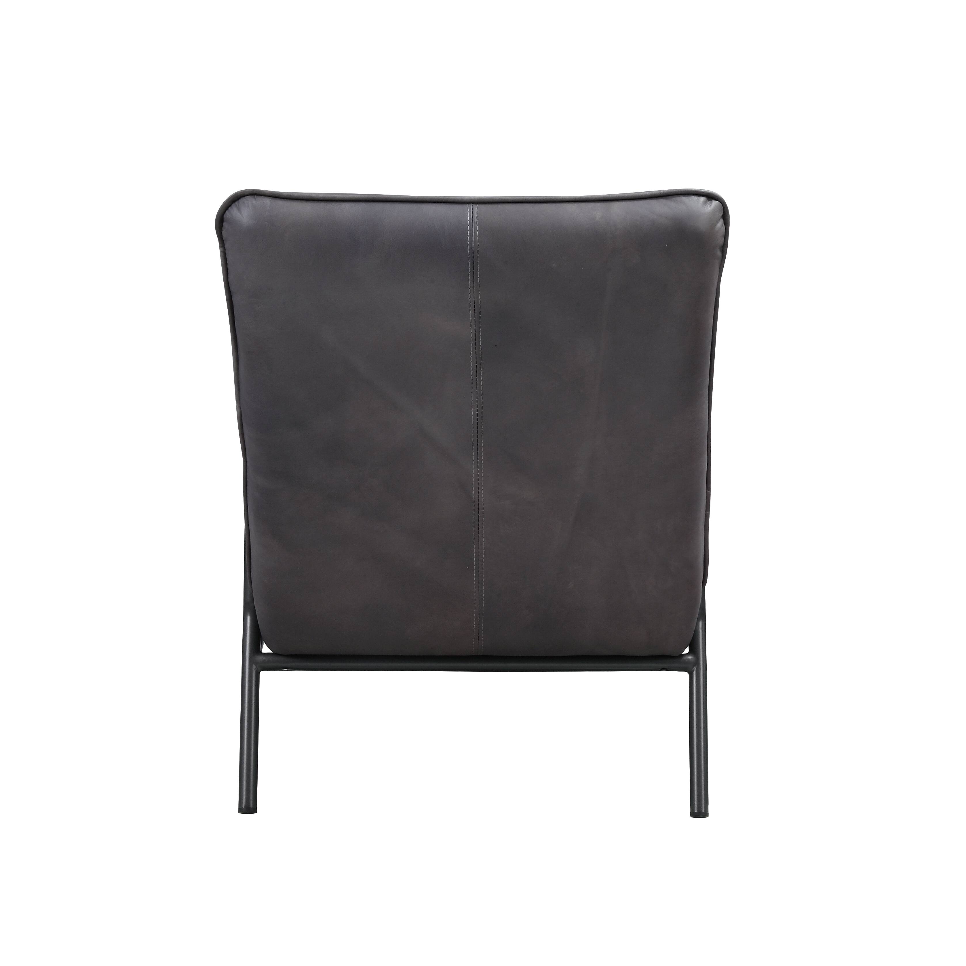 Grey and Matt Iron Accent Chair with Metal Leg