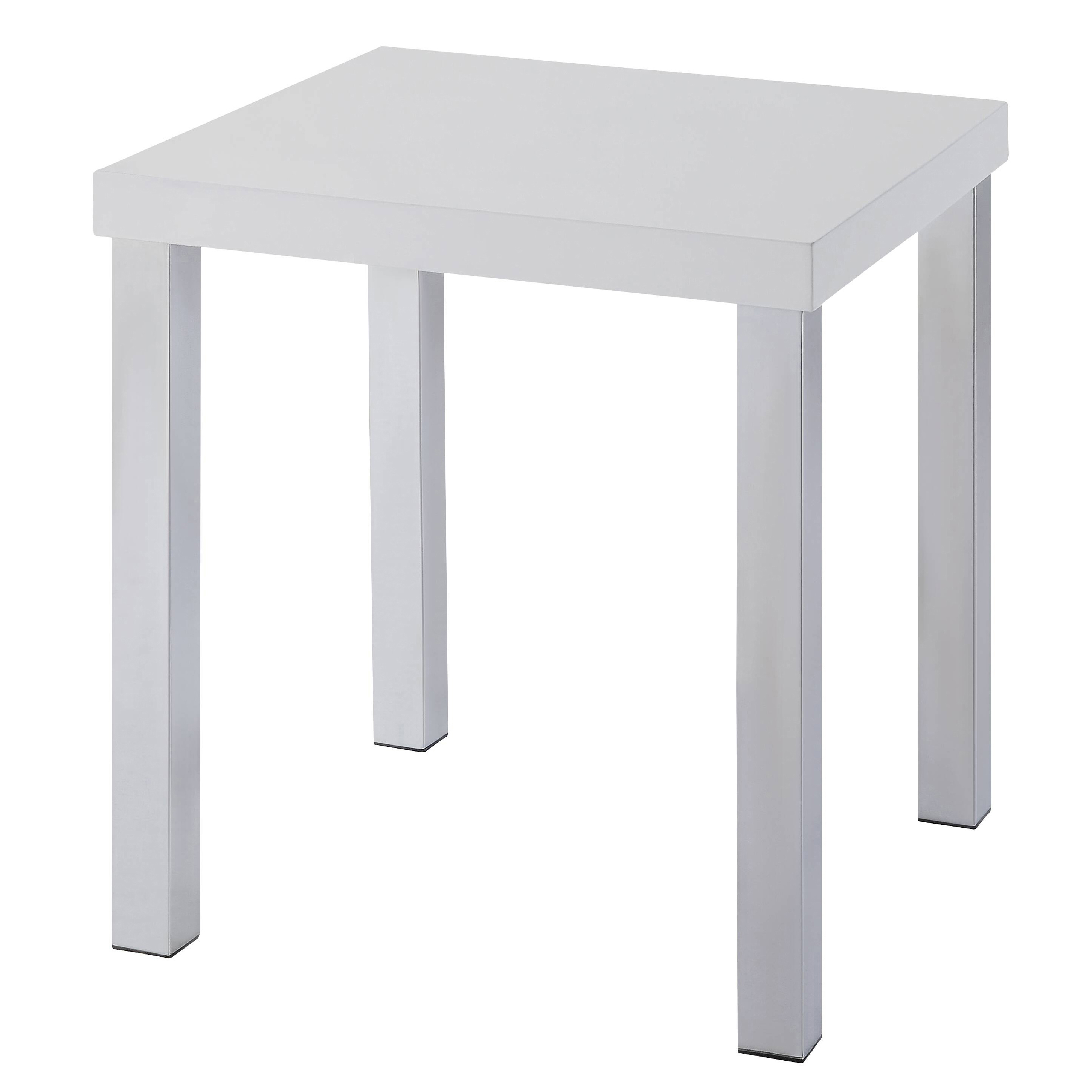 White High Gloss and Chrome End Table