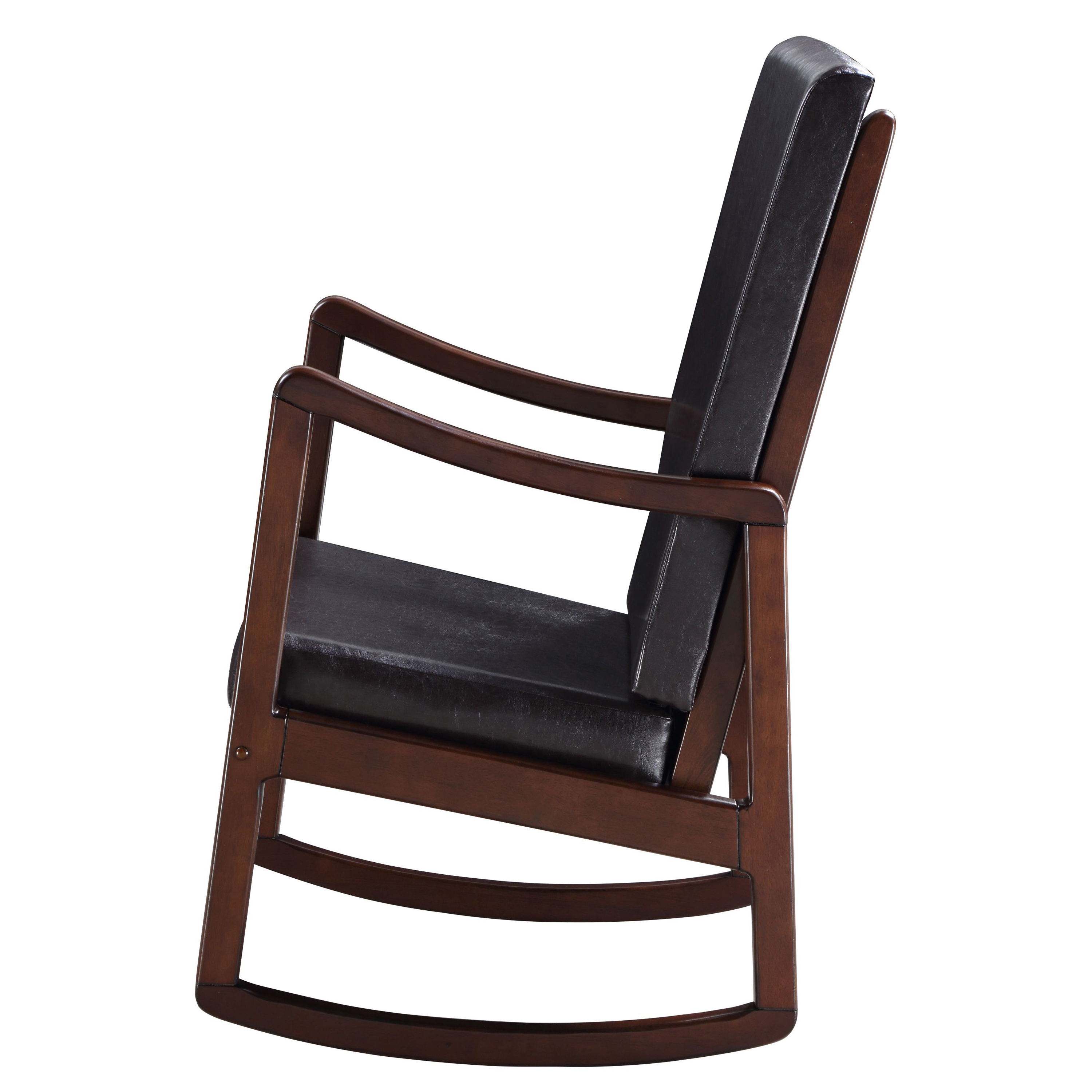 Dark Brown and Espresso Rocking Chair with Armrest