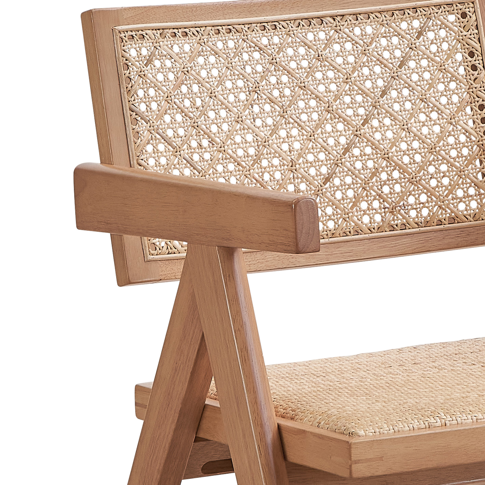 Beige and Natural Arm Chair (Set of 2)