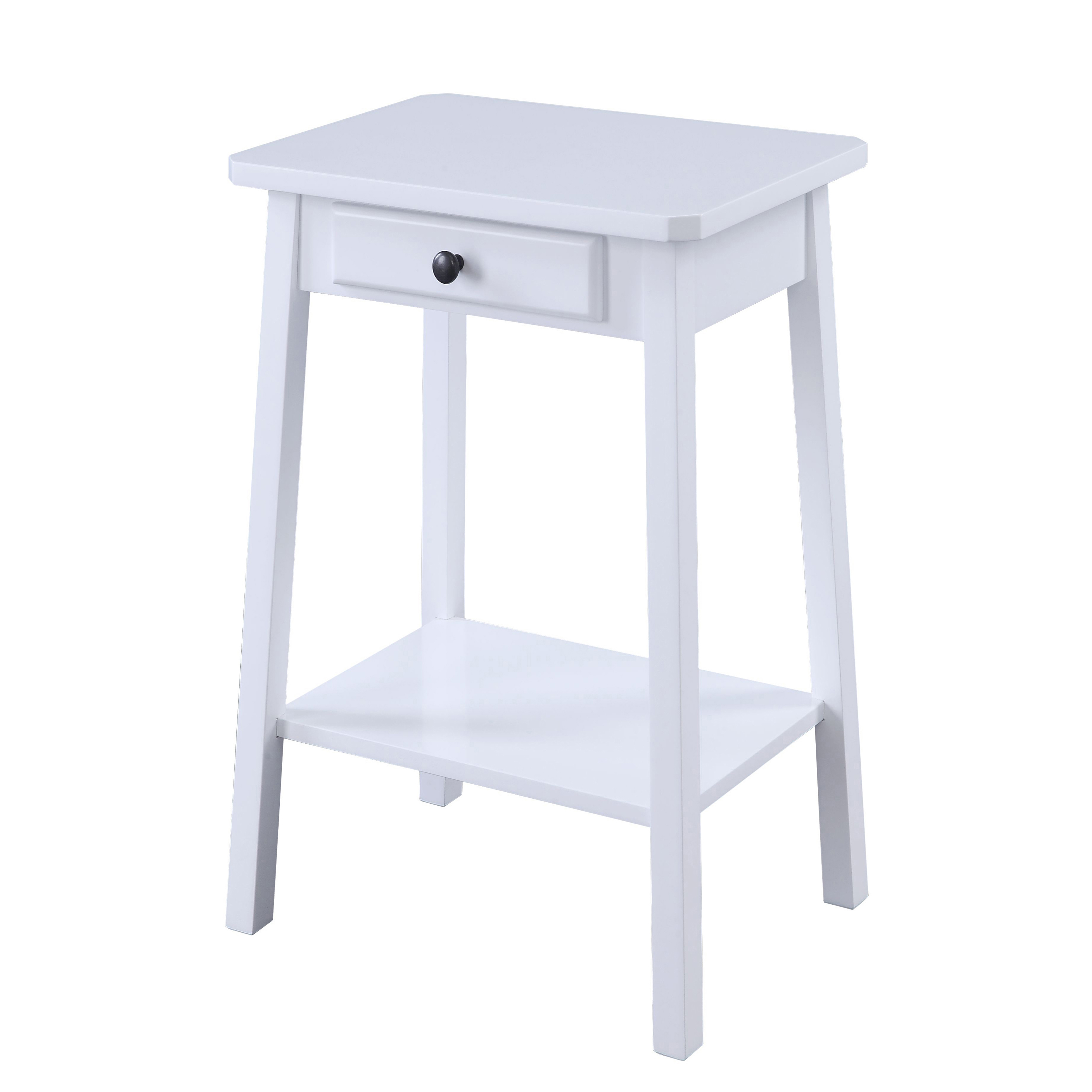 White End Table with Bottom Shelf