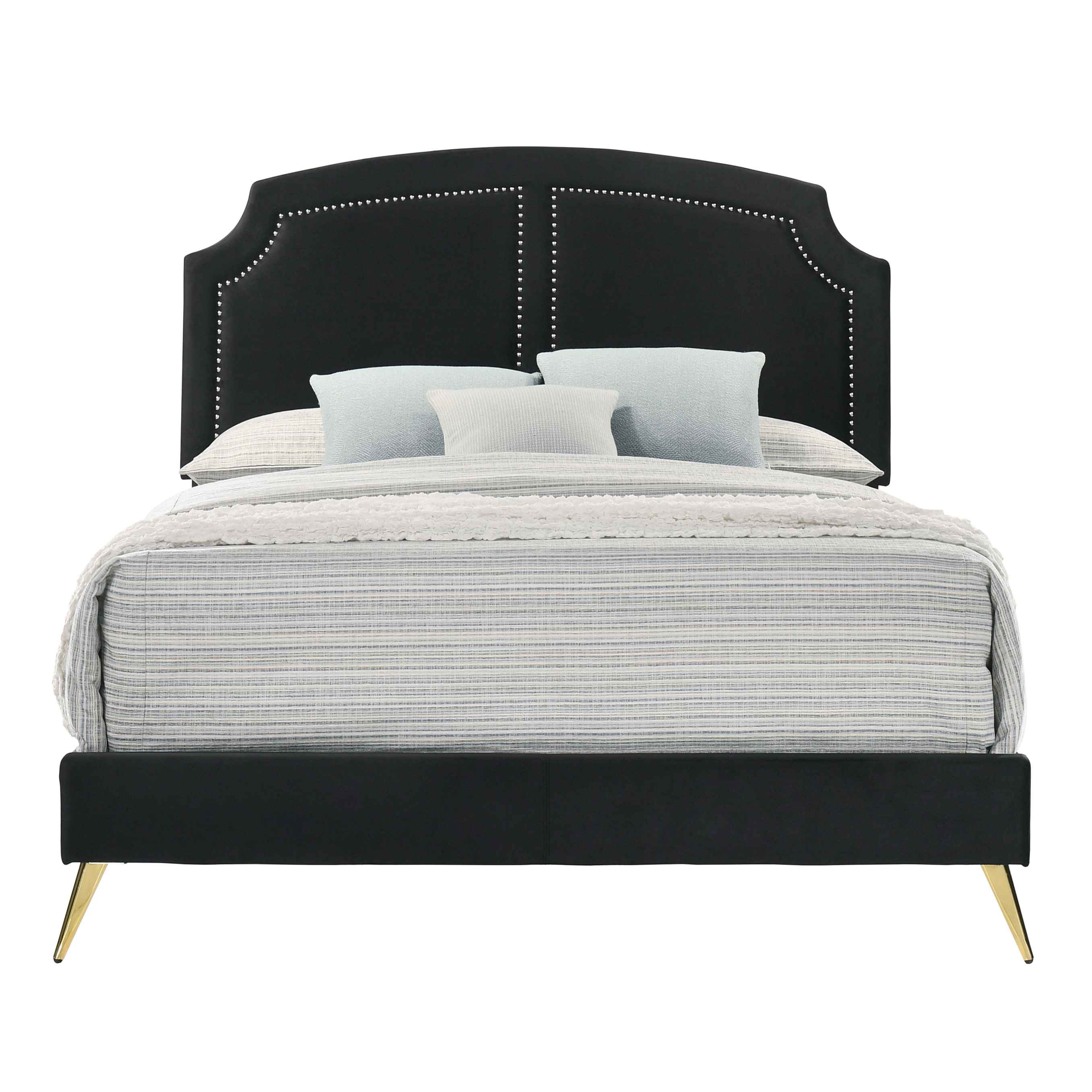 Black Queen Bed with Nailhead Trim