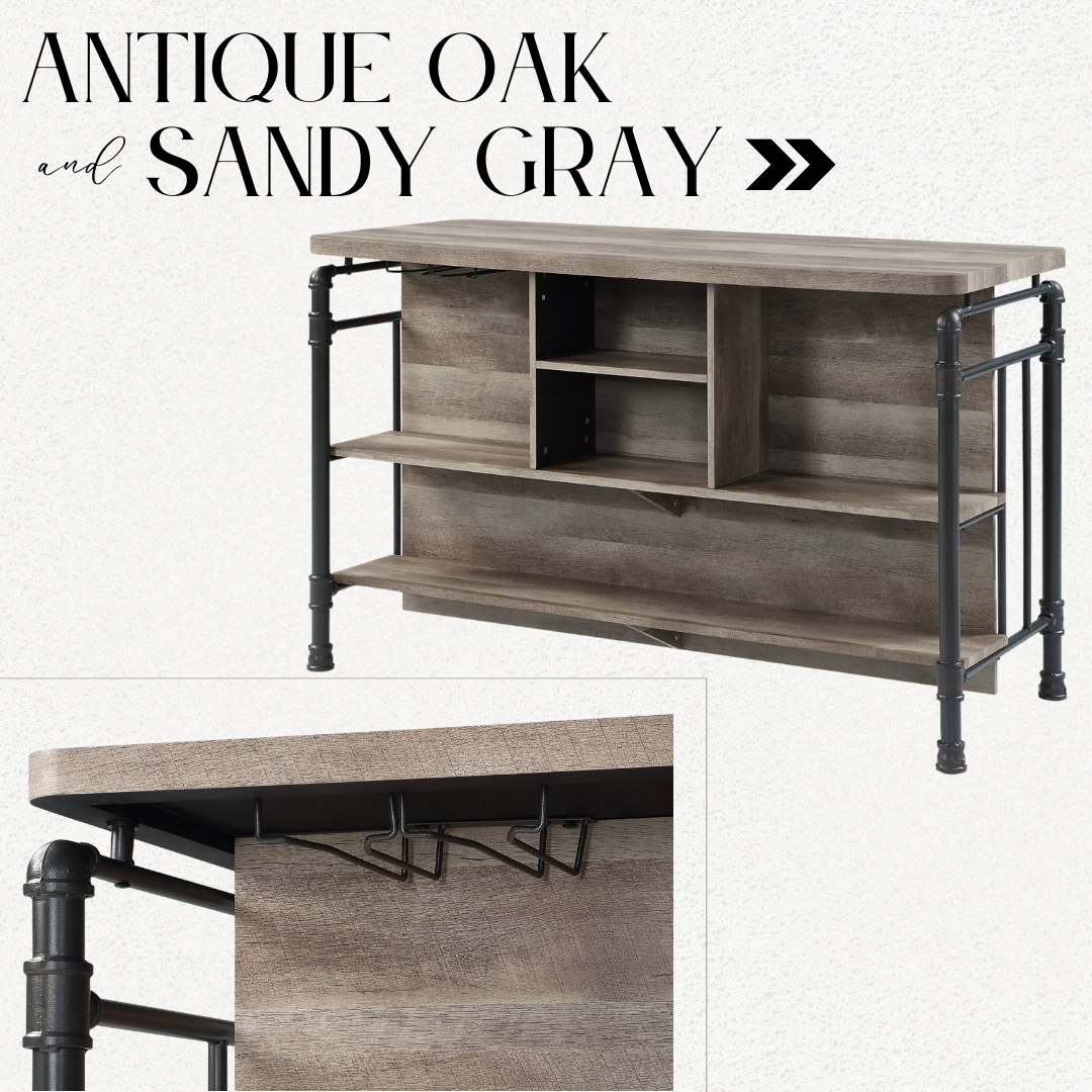 Antique Oak and Sandy Grey 5-Shelf Kitchen Island